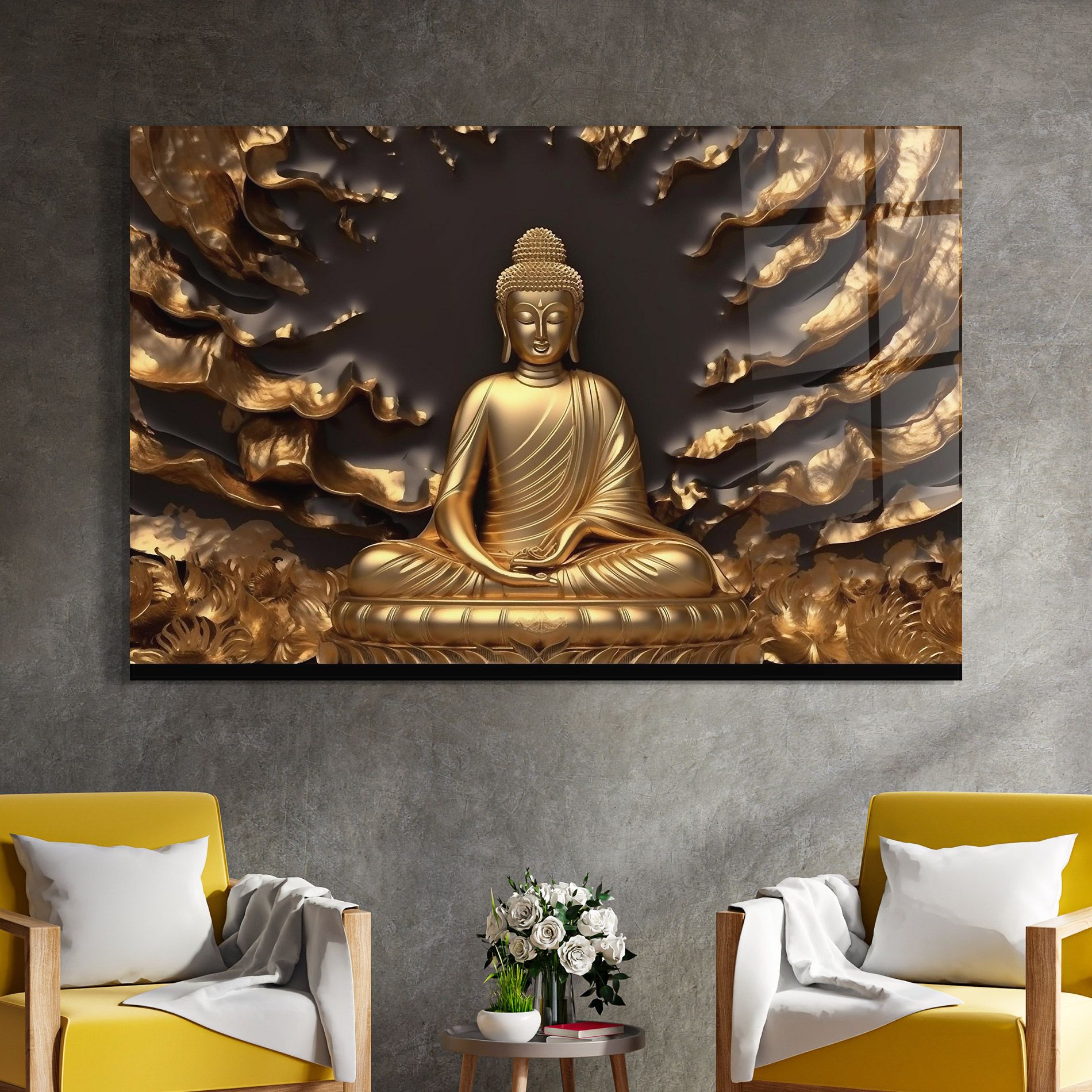 Gold 3d Buddha mockup 4