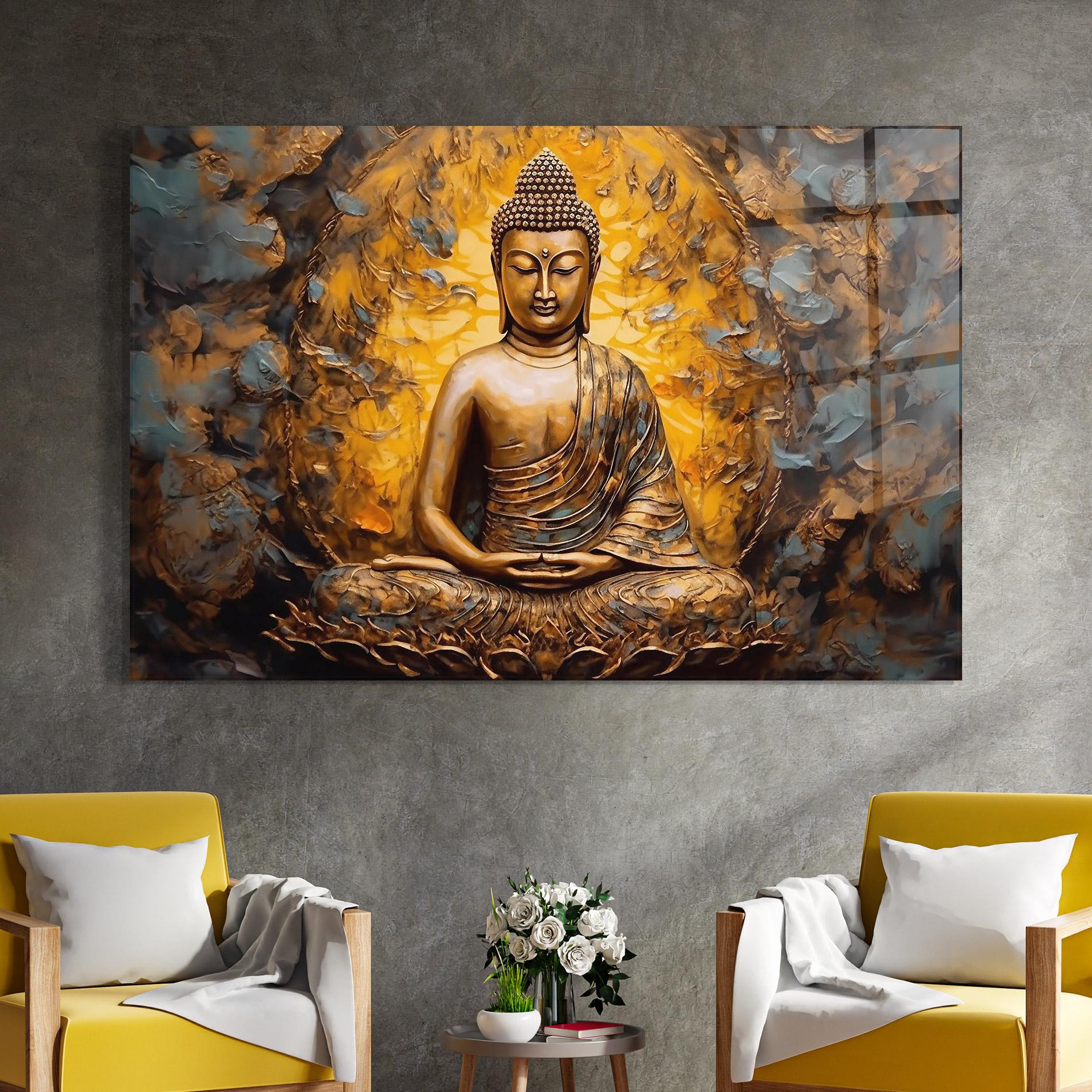 Obraz na Szkle Gold Grey Buddha mockup 4