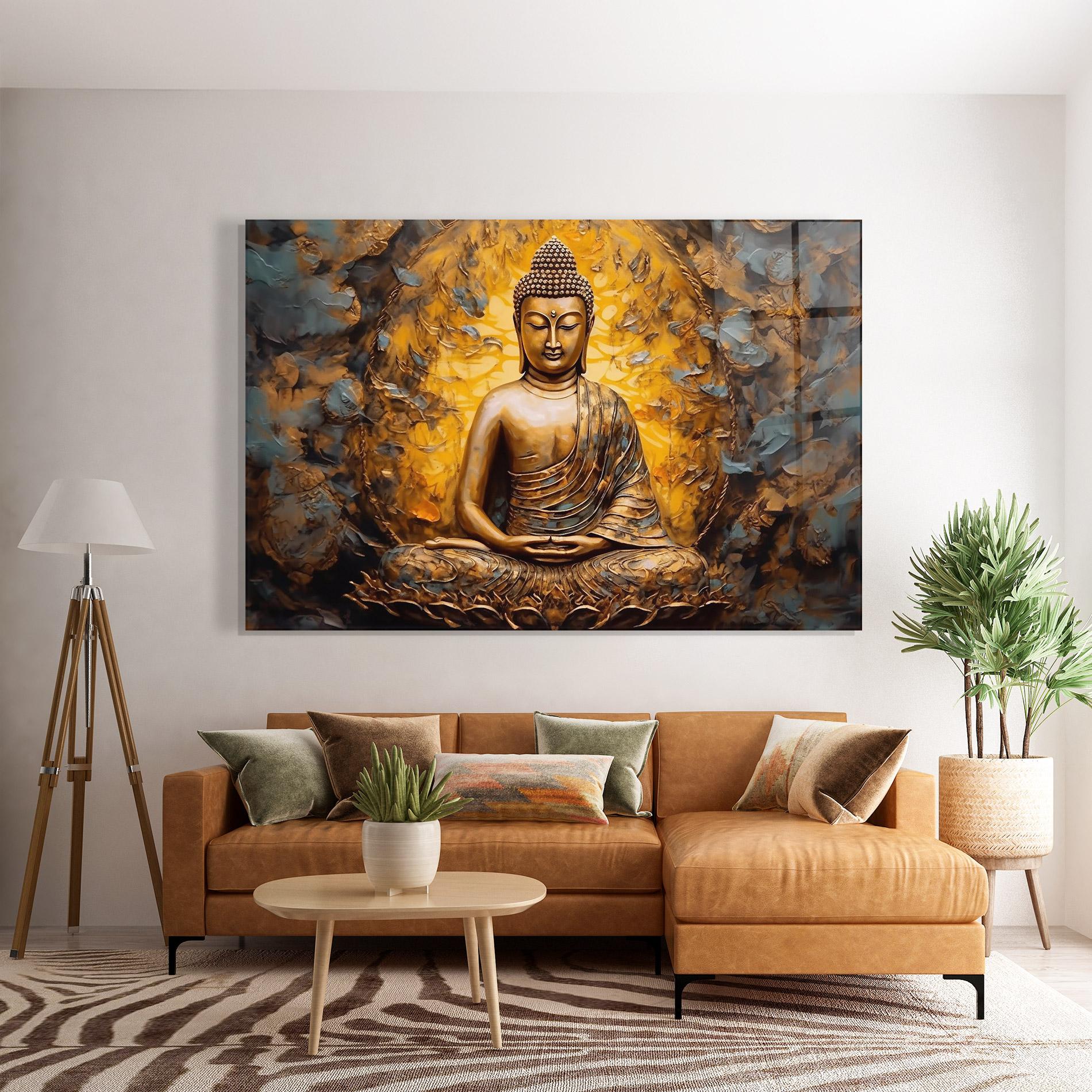 Obraz na Szkle Gold Grey Buddha mockup 7