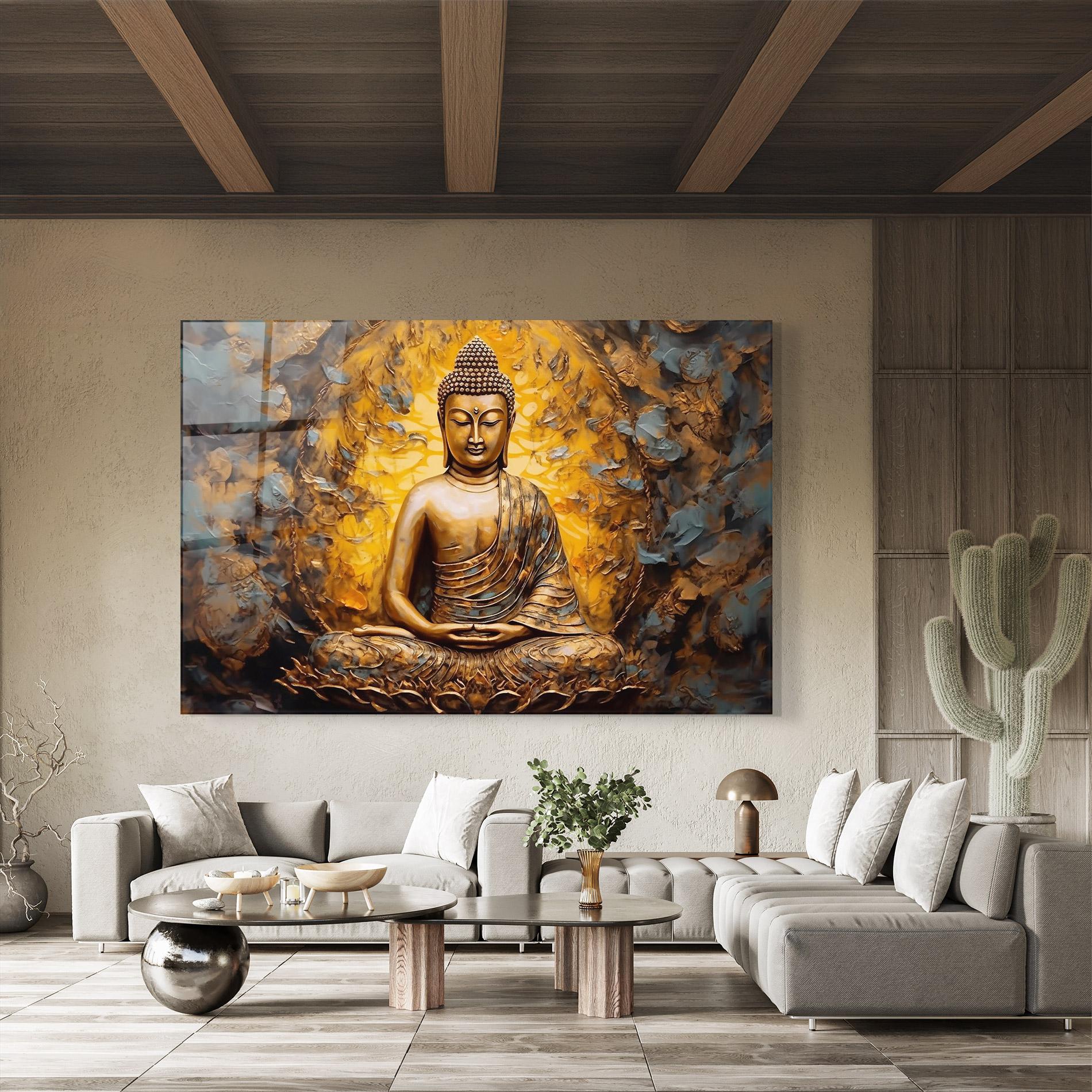 Obraz na Szkle Gold Grey Buddha mockup 8
