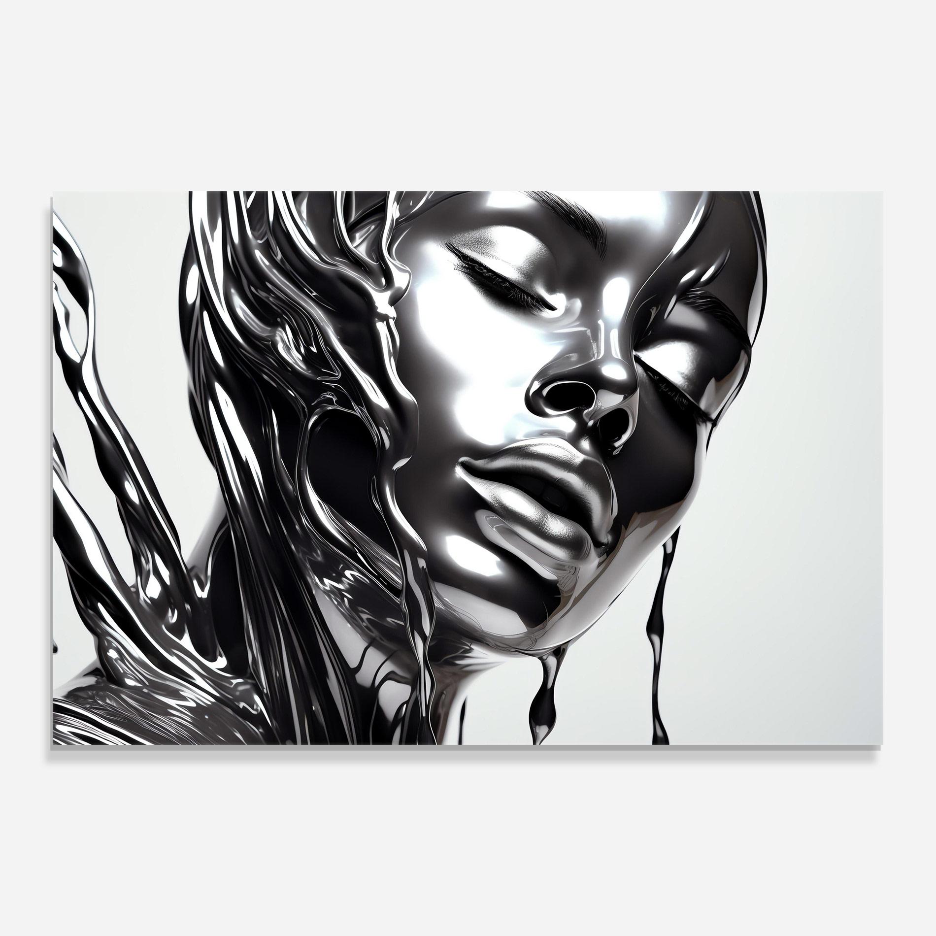 Obraz na Szkle Silver Liquid Woman mockup 0