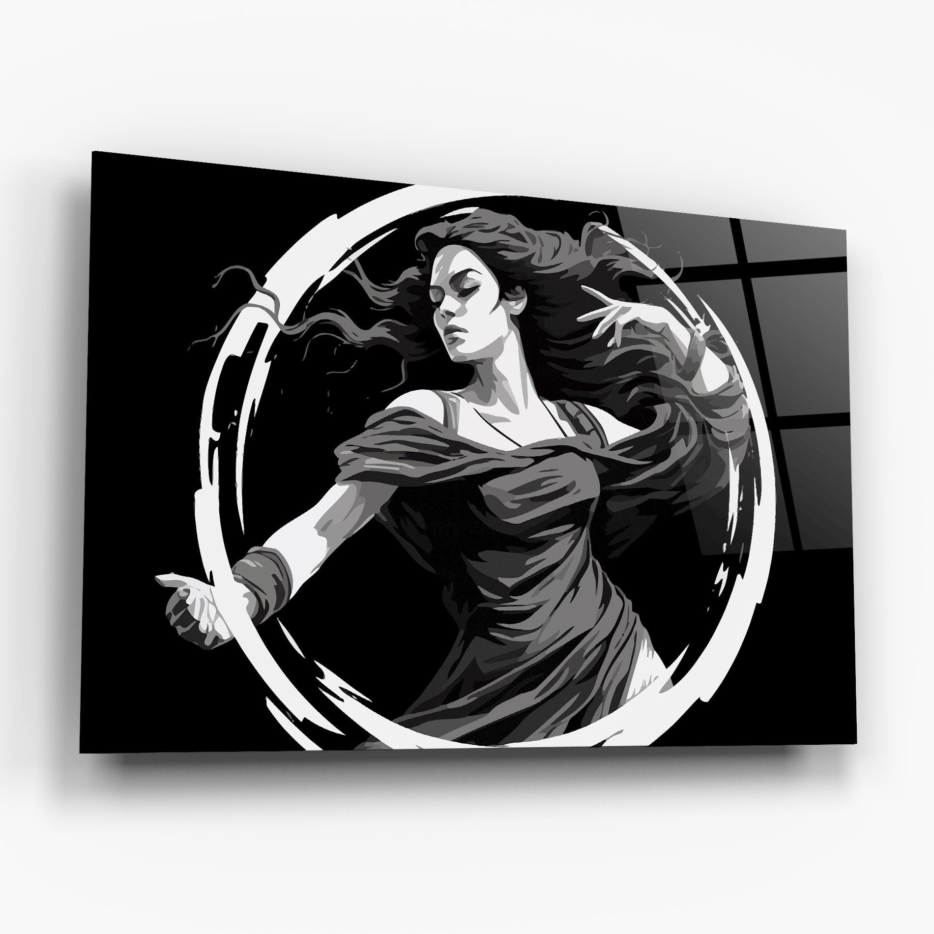 Obraz na Szkle Circle Grey Lady mockup 6