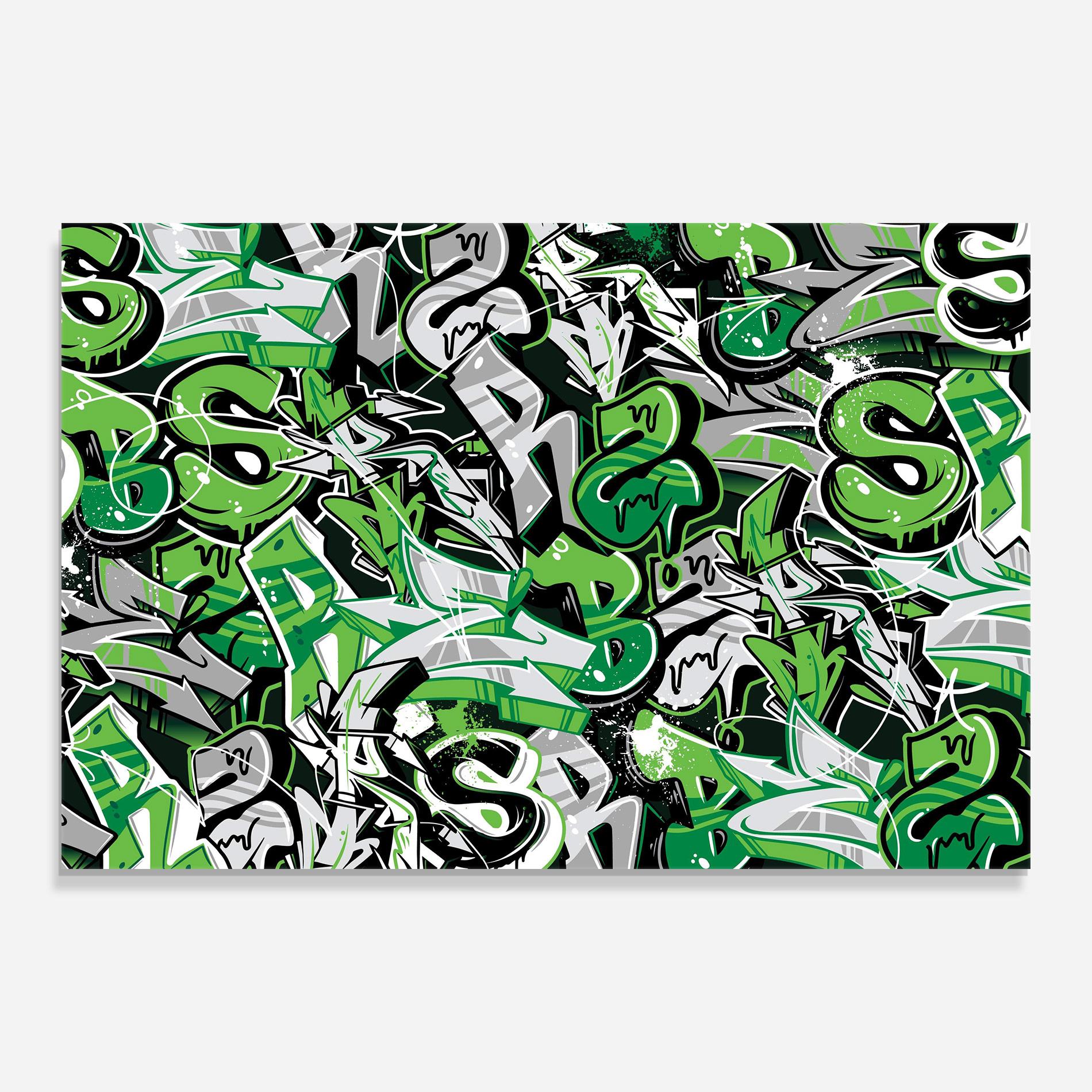 Obraz na Szkle Green Graffiti Letters mockup 0