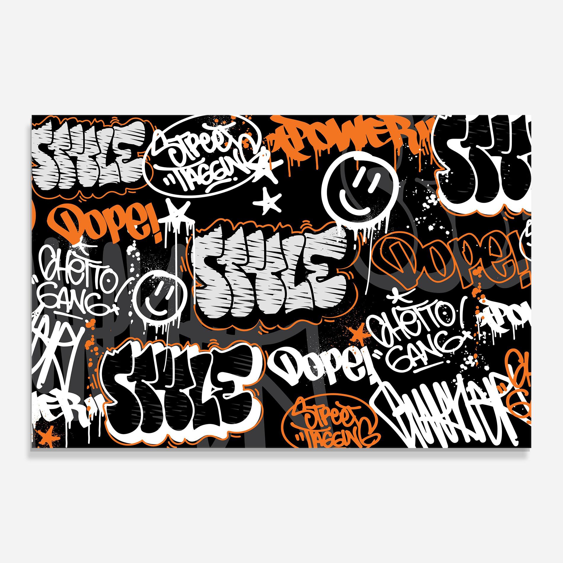 Obraz na Szkle Orange Black Graffiti mockup 0
