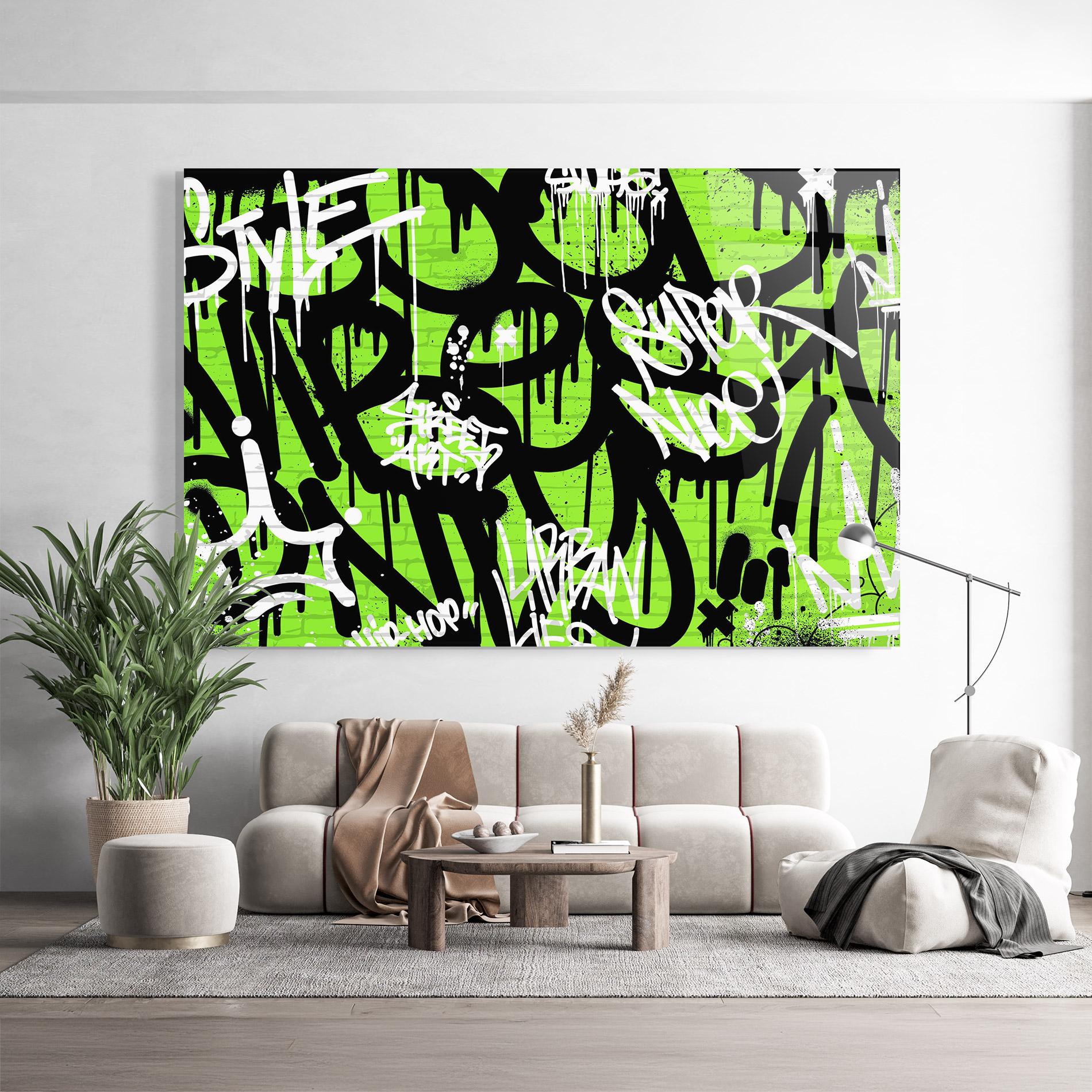 Obraz na Szkle Graffiti Green Style mockup 9