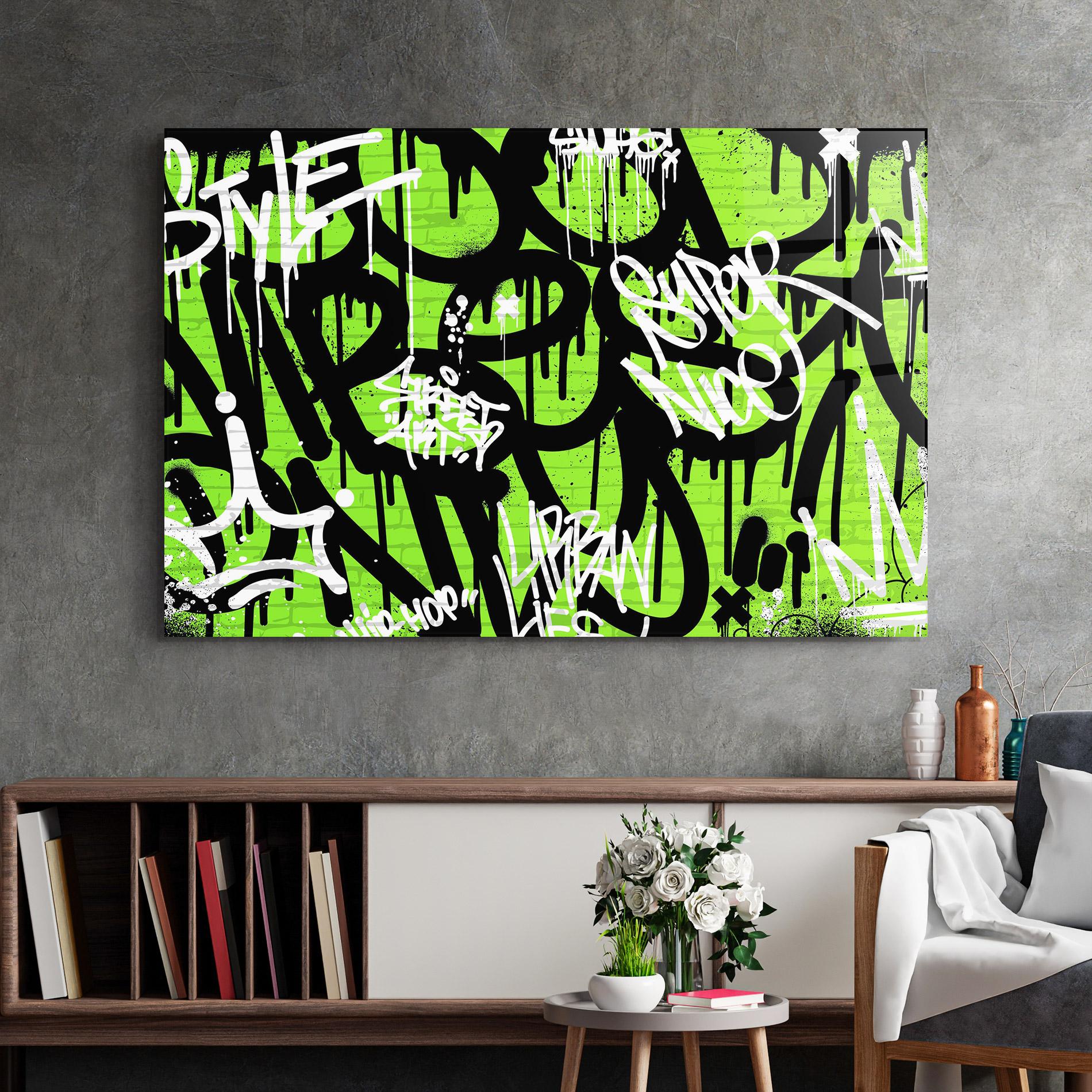Obraz na Szkle Graffiti Green Style mockup 2