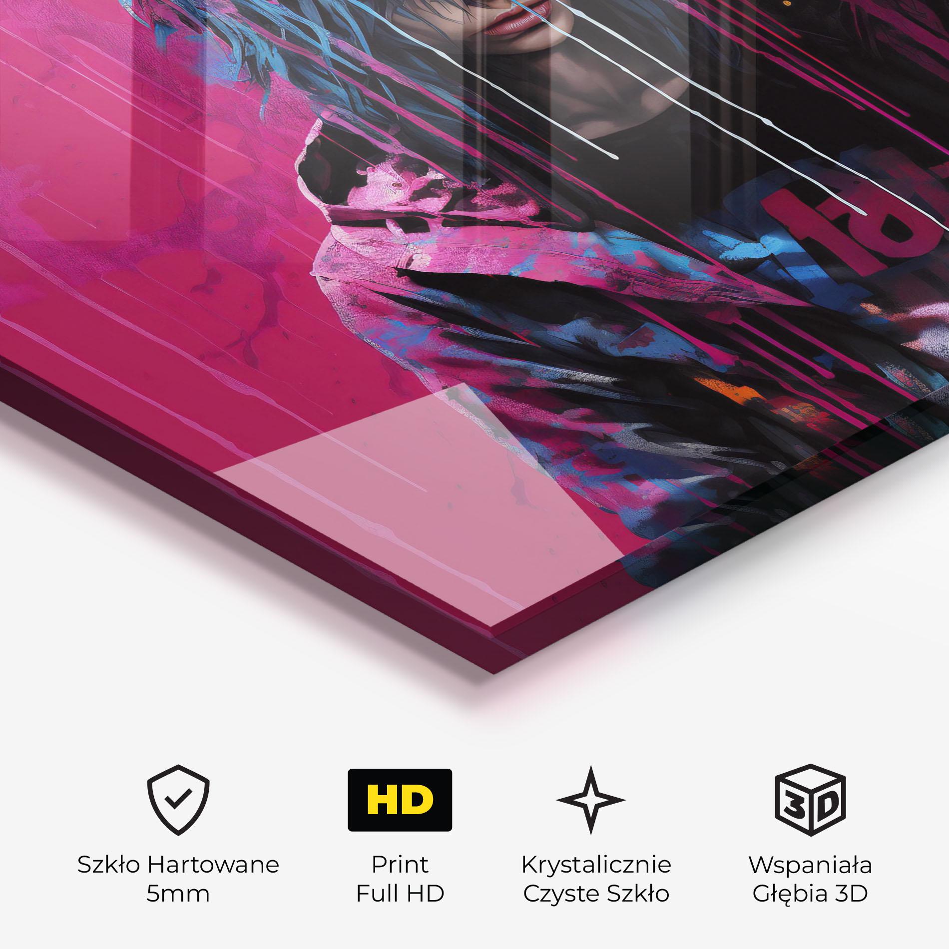 Obraz na Szkle Blue Pink Falling Paint mockup 3