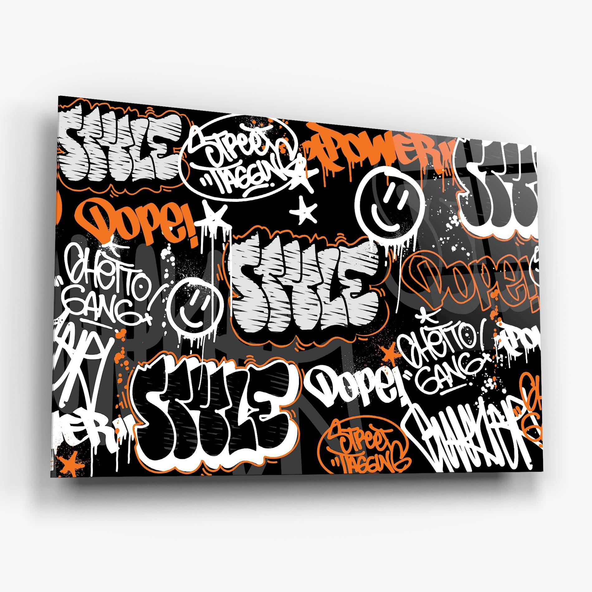 Obraz na Szkle Orange Black Graffiti mockup 6