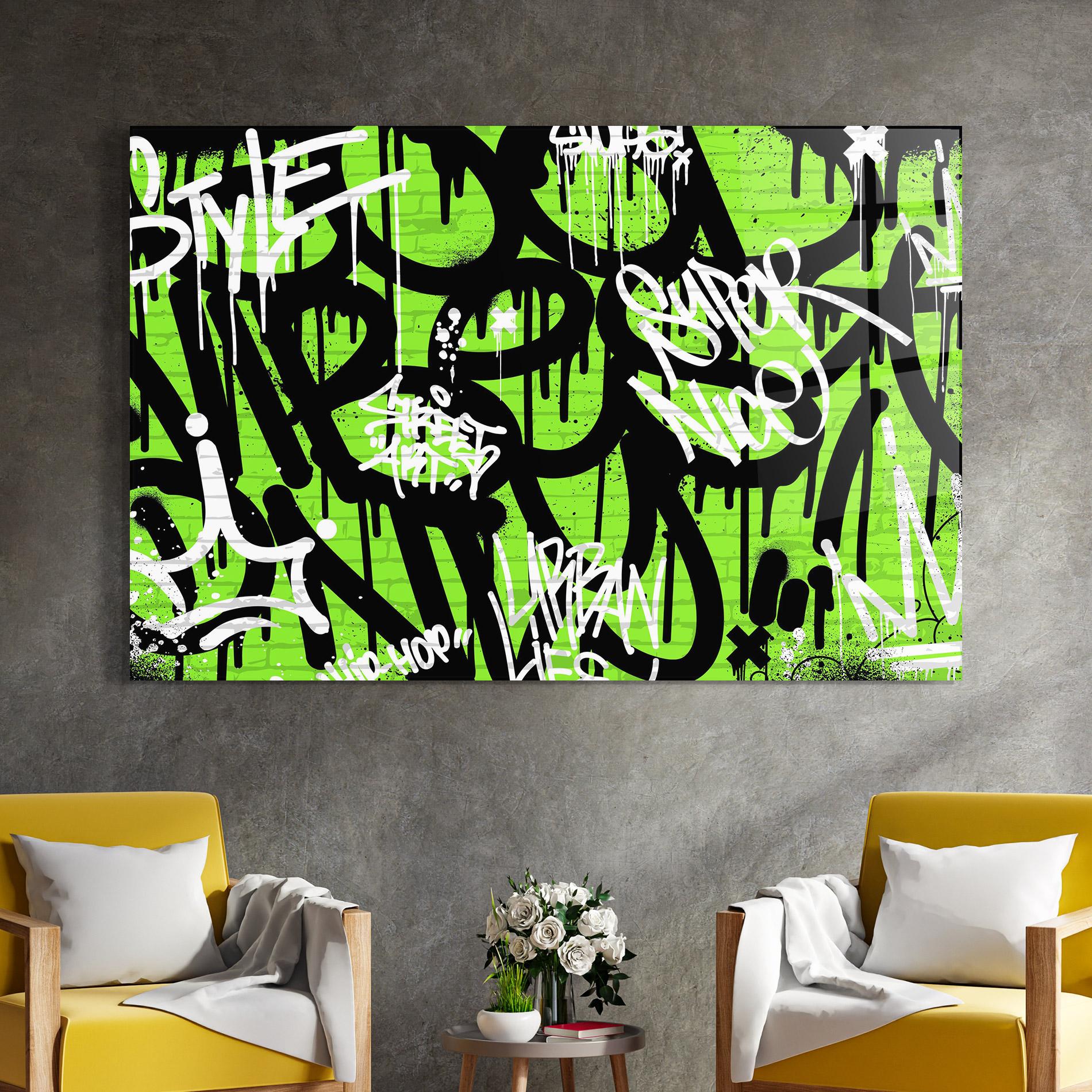 Obraz na Szkle Graffiti Green Style mockup 4