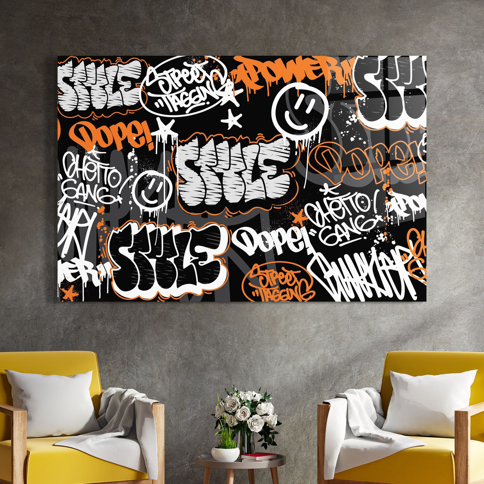 Orange Black Graffiti mockup 4