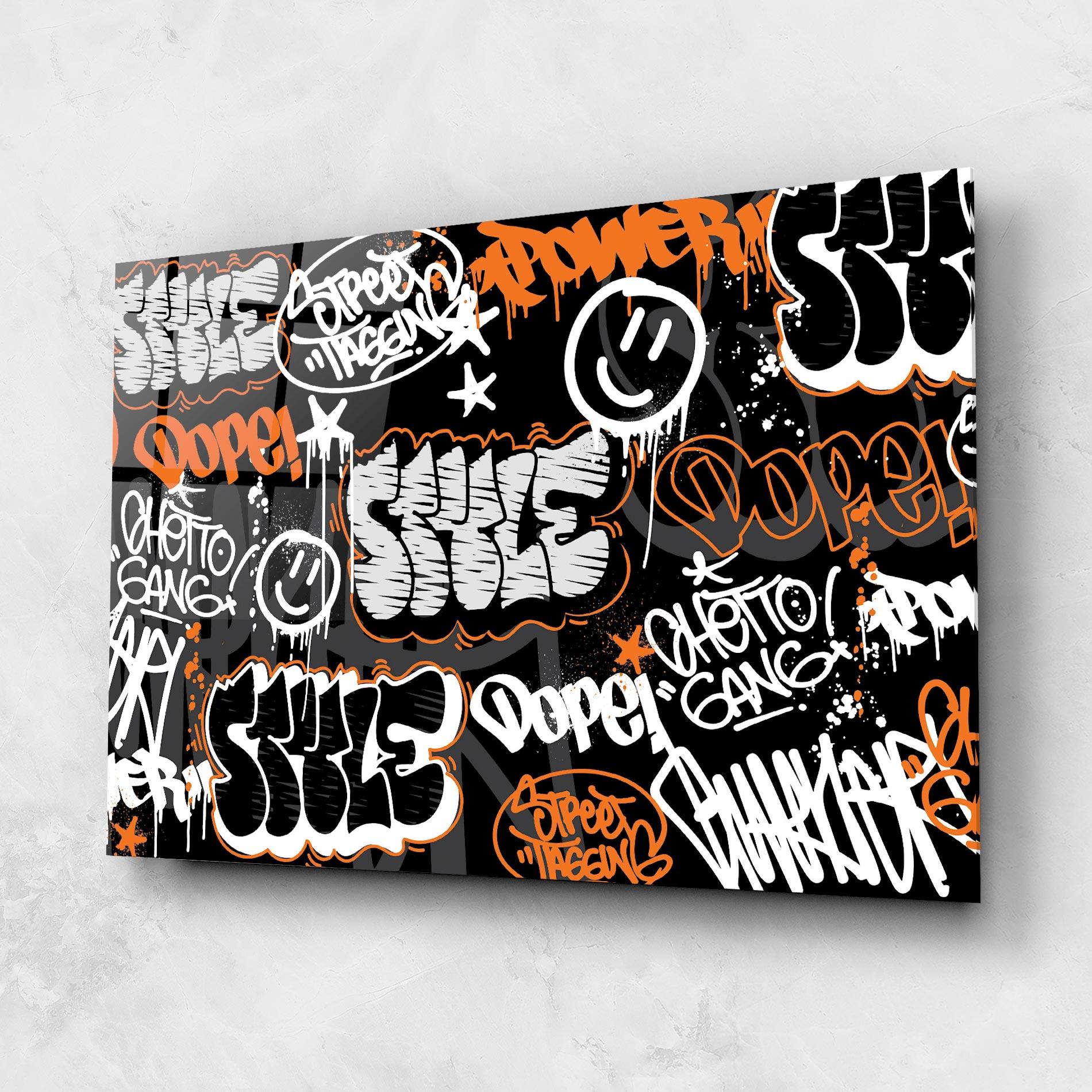 Obraz na Szkle Orange Black Graffiti mockup 1