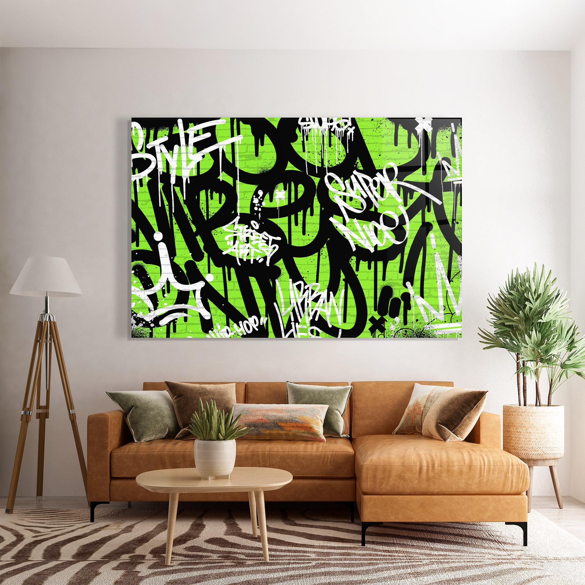 Obraz na Szkle Graffiti Green Style mockup 7