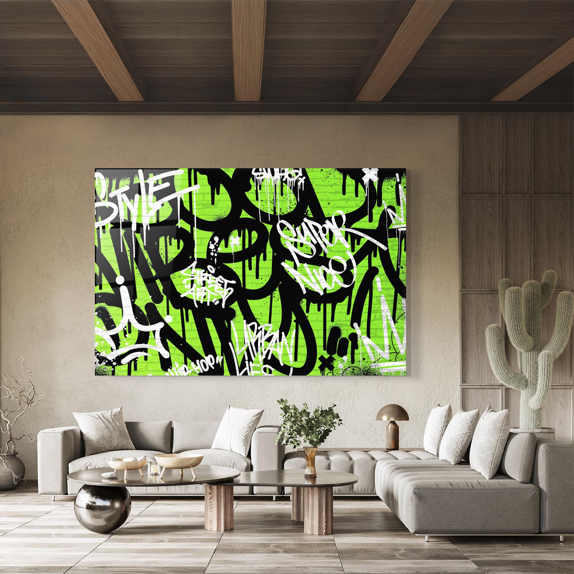 Obraz na Szkle Graffiti Green Style mockup 8