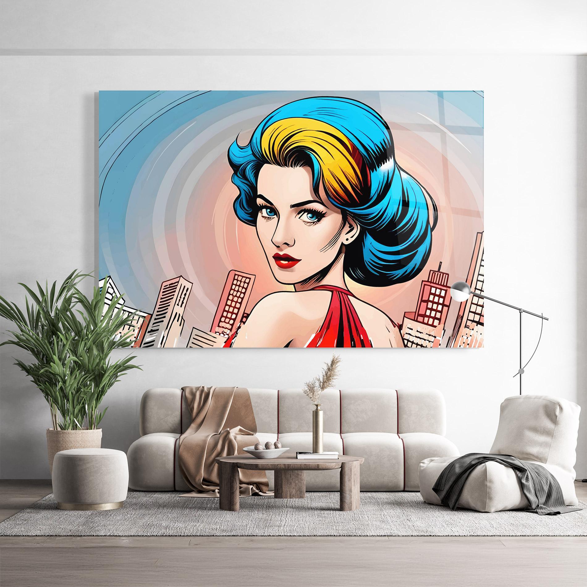 Obraz na Szkle Blue Yellow Pop Hair mockup 9