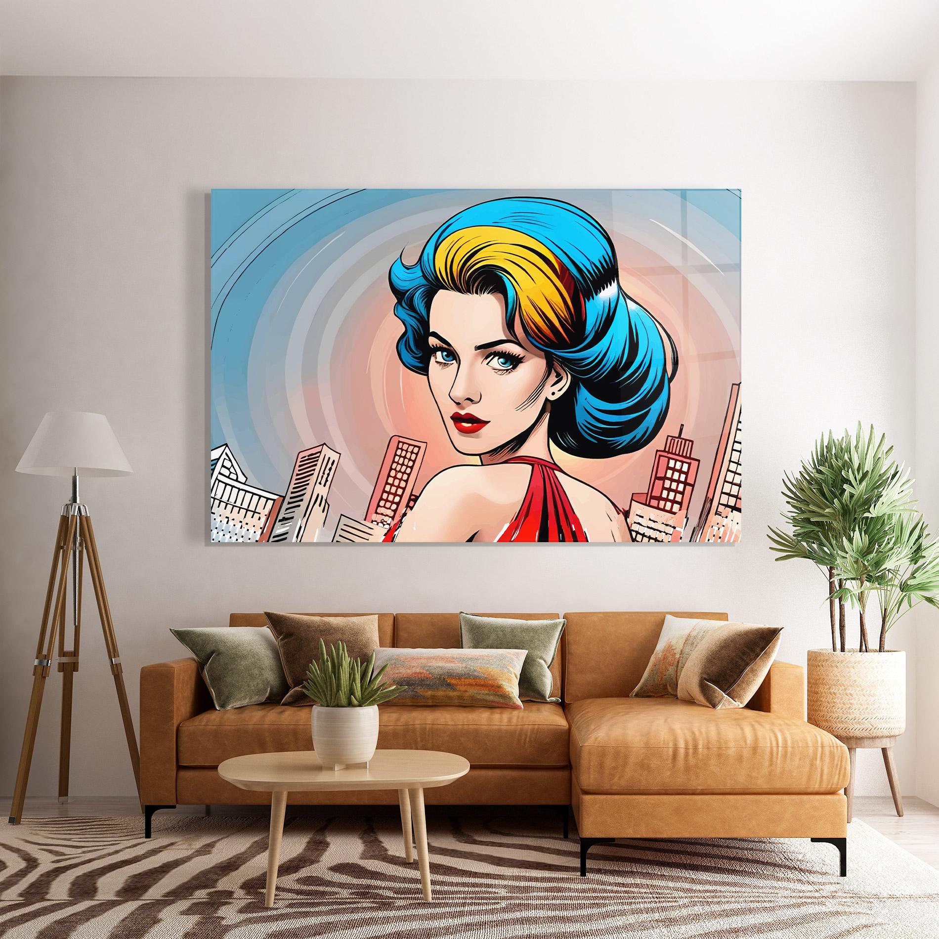 Obraz na Szkle Blue Yellow Pop Hair mockup 7