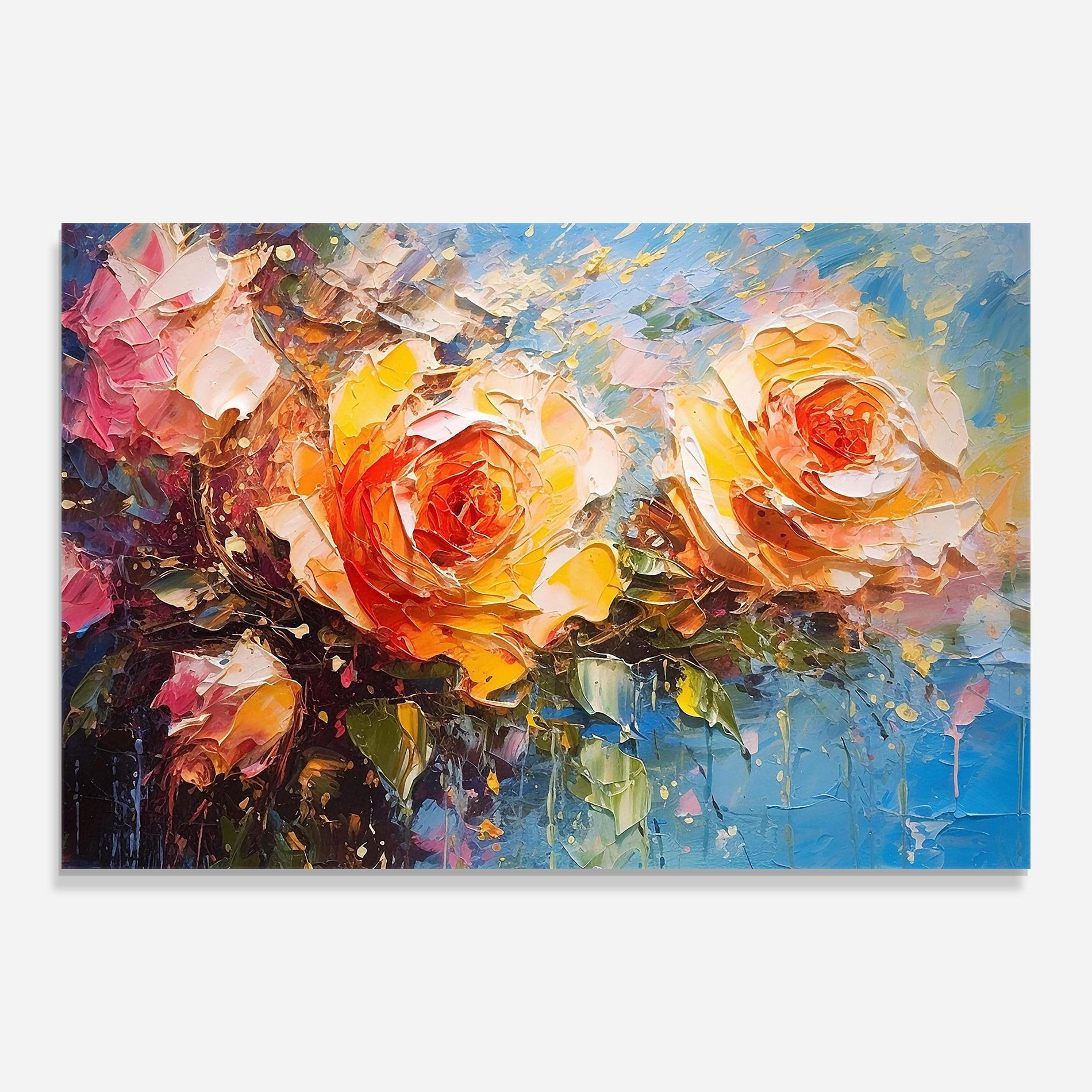 Obraz na Szkle Orange Roses Painting mockup 0