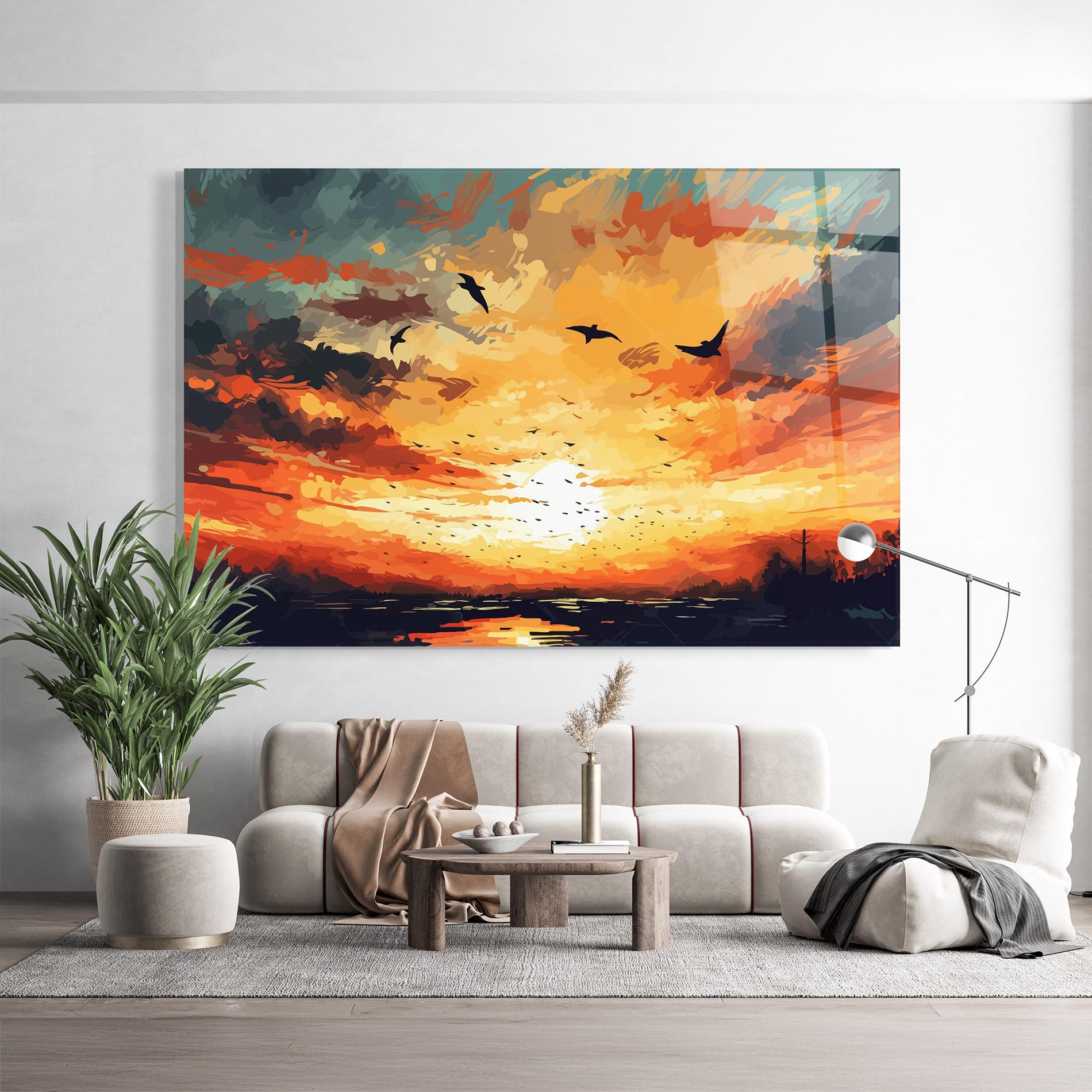 Obraz na Szkle Blue Sunset Birds mockup 9