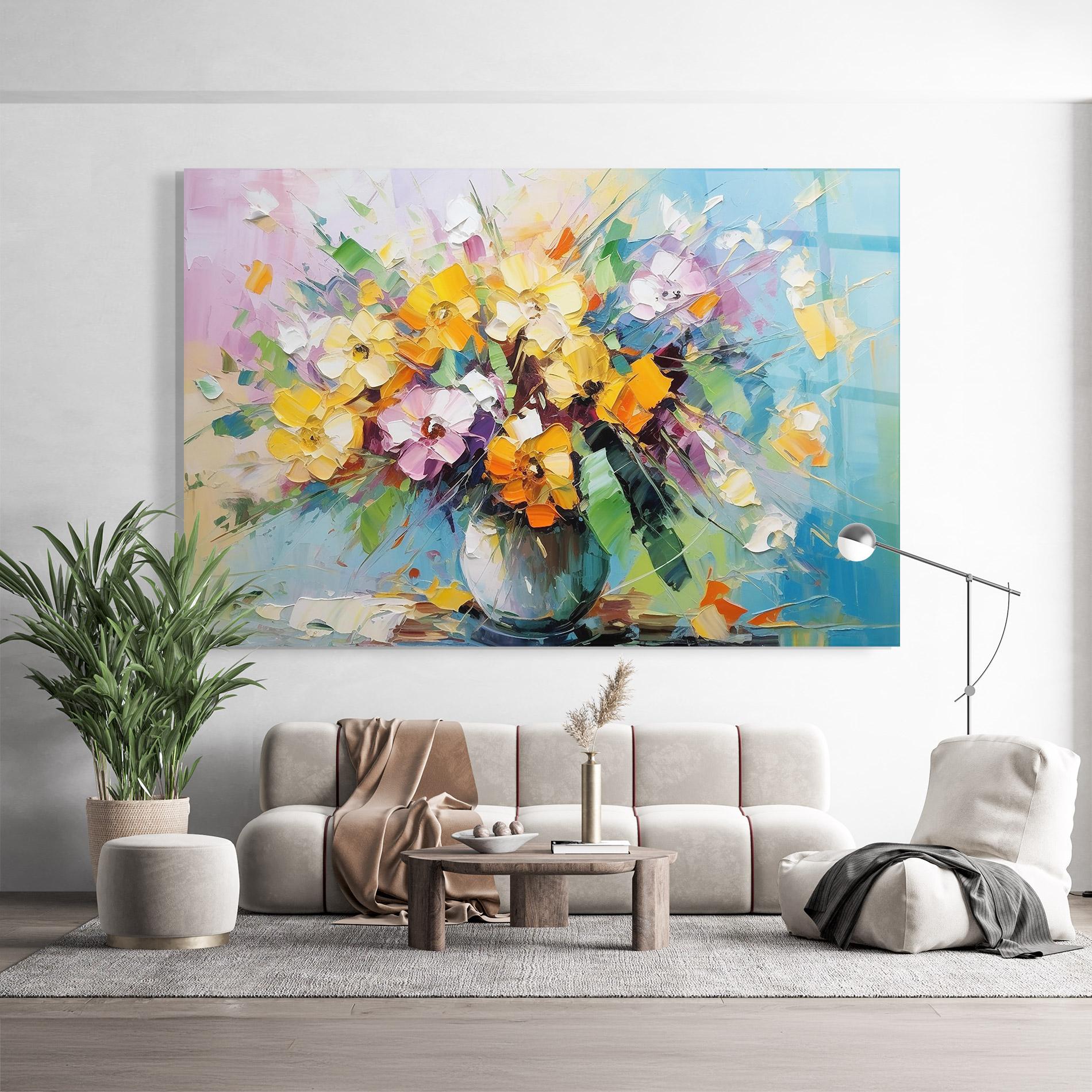 Obraz na Szkle Colorfull Flowers Painting mockup 9