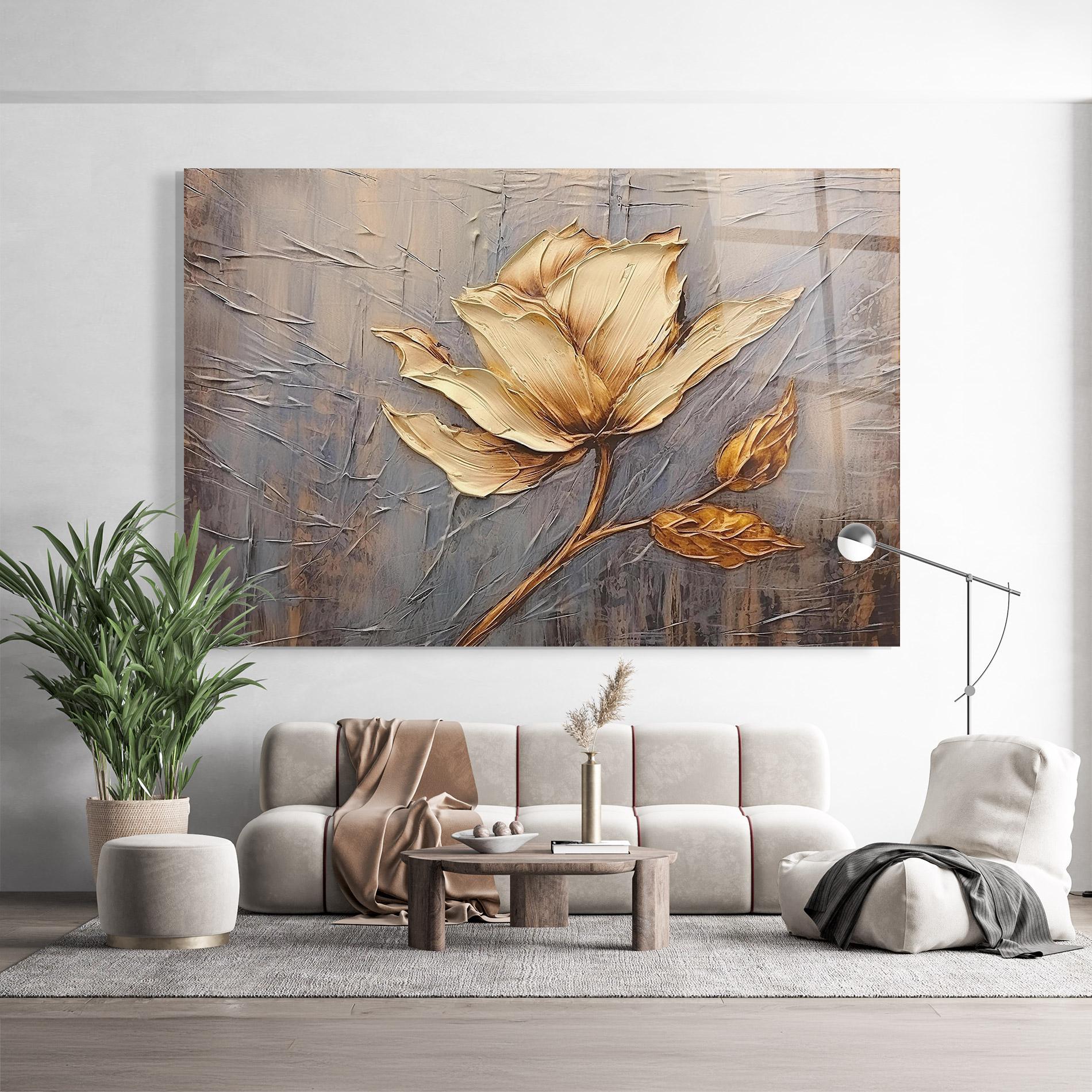 Obraz na Szkle Cream Rose On Blue mockup 9