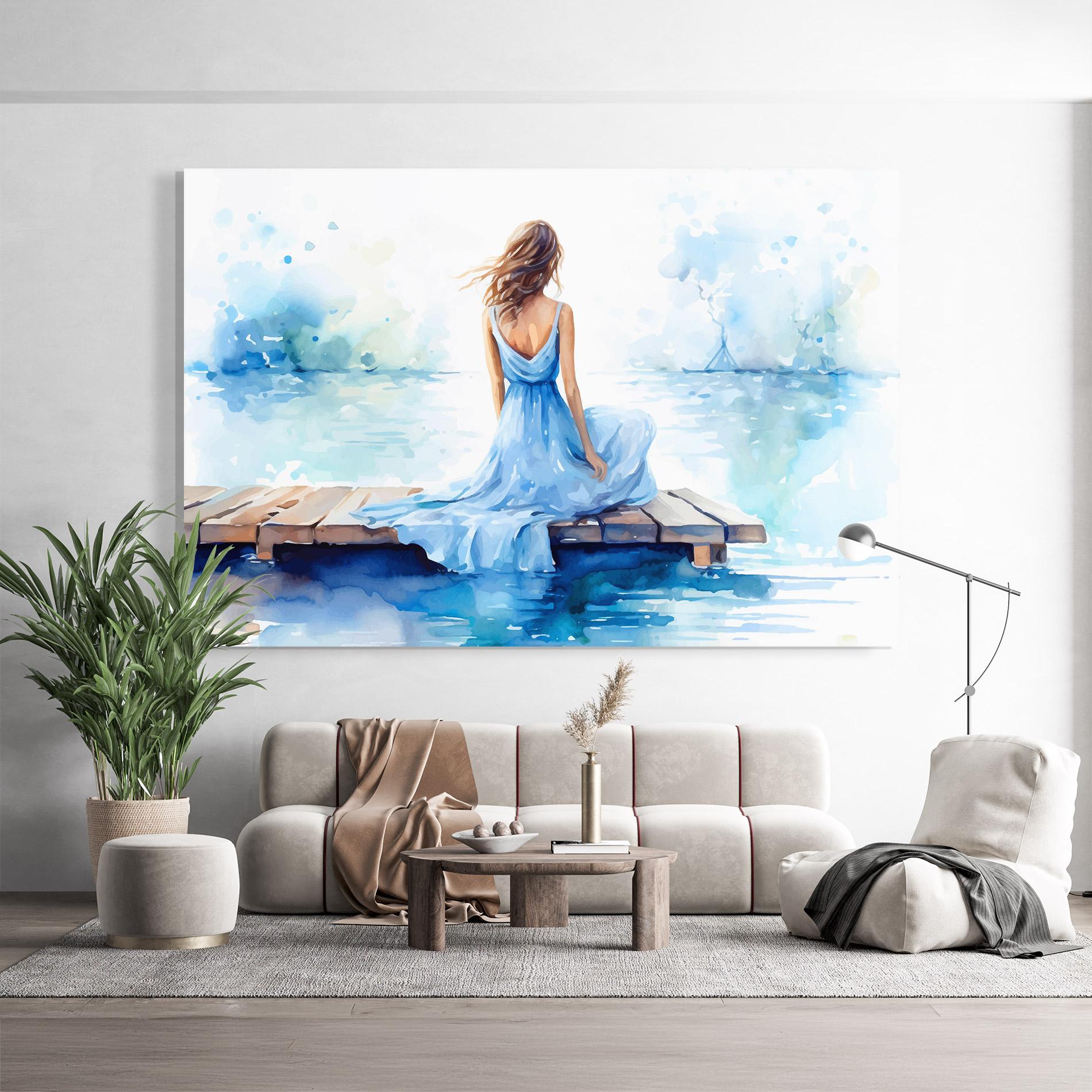 Obraz na Szkle Lake Blue Woman mockup 9