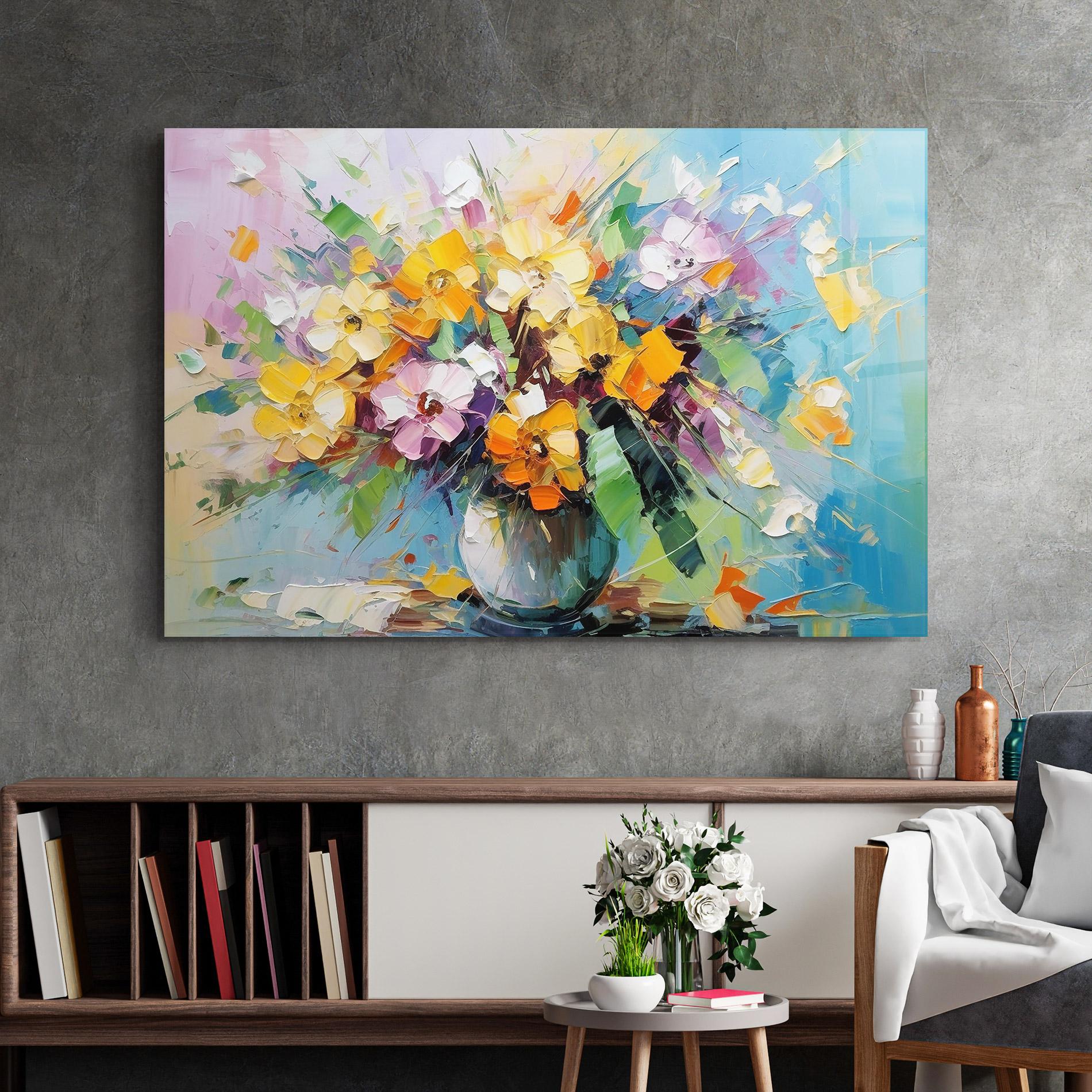 Obraz na Szkle Colorfull Flowers Painting mockup 2