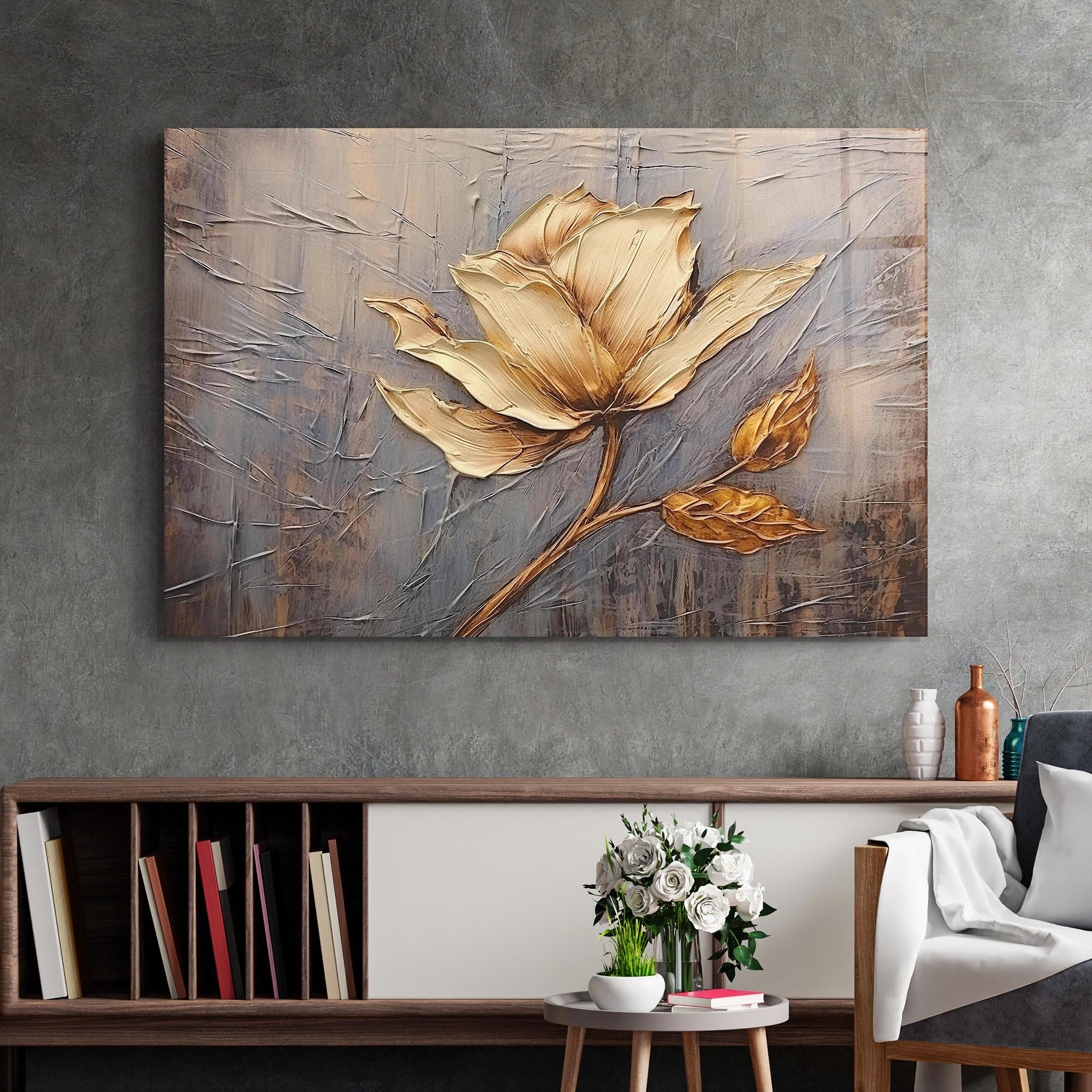 Obraz na Szkle Cream Rose On Blue mockup 2