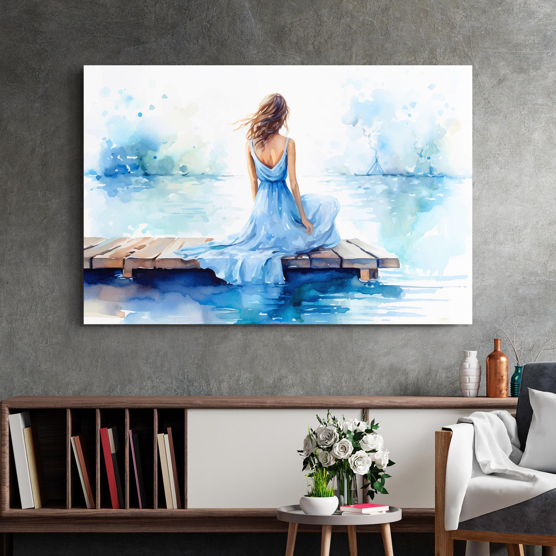 Obraz na Szkle Lake Blue Woman mockup 2