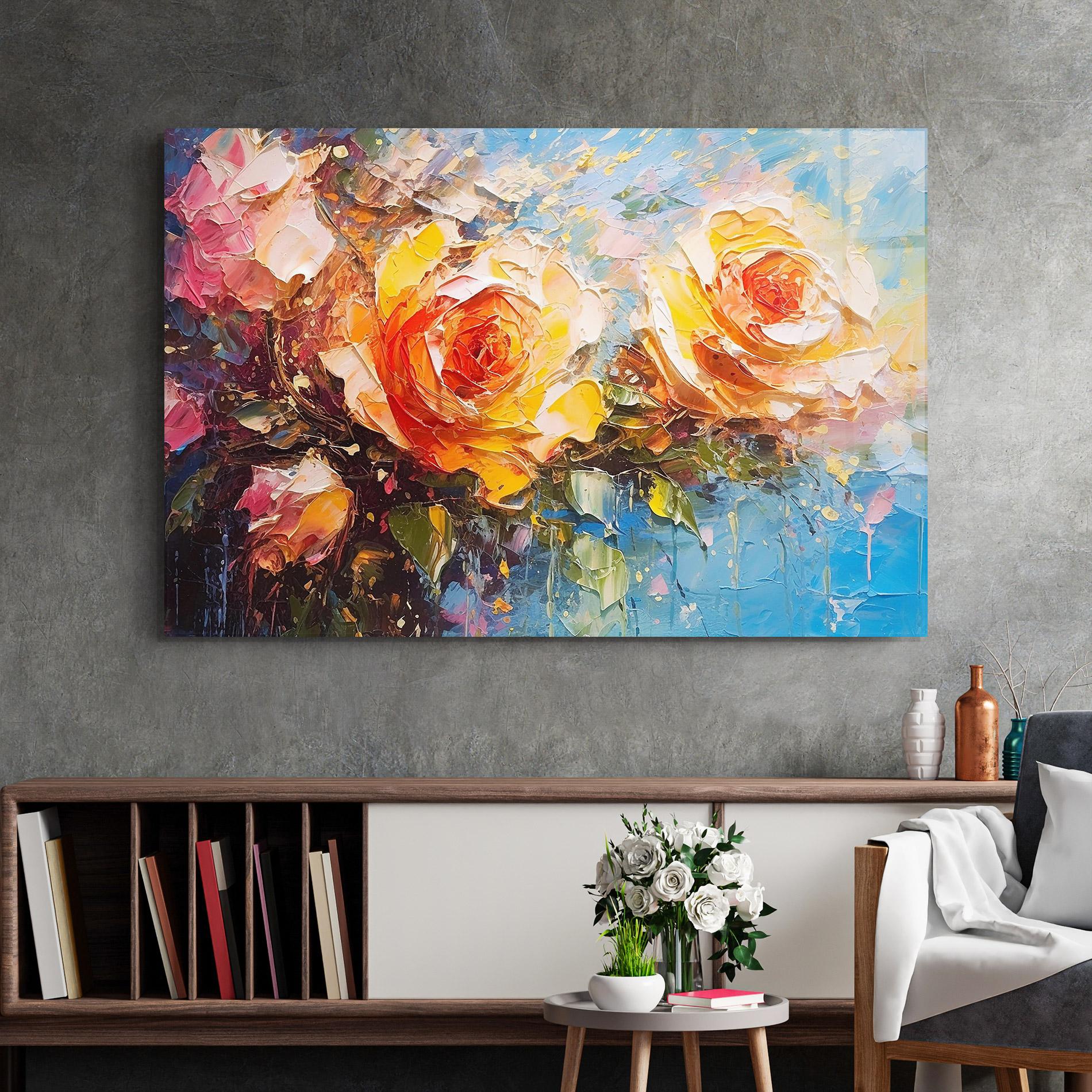 Obraz na Szkle Orange Roses Painting mockup 2