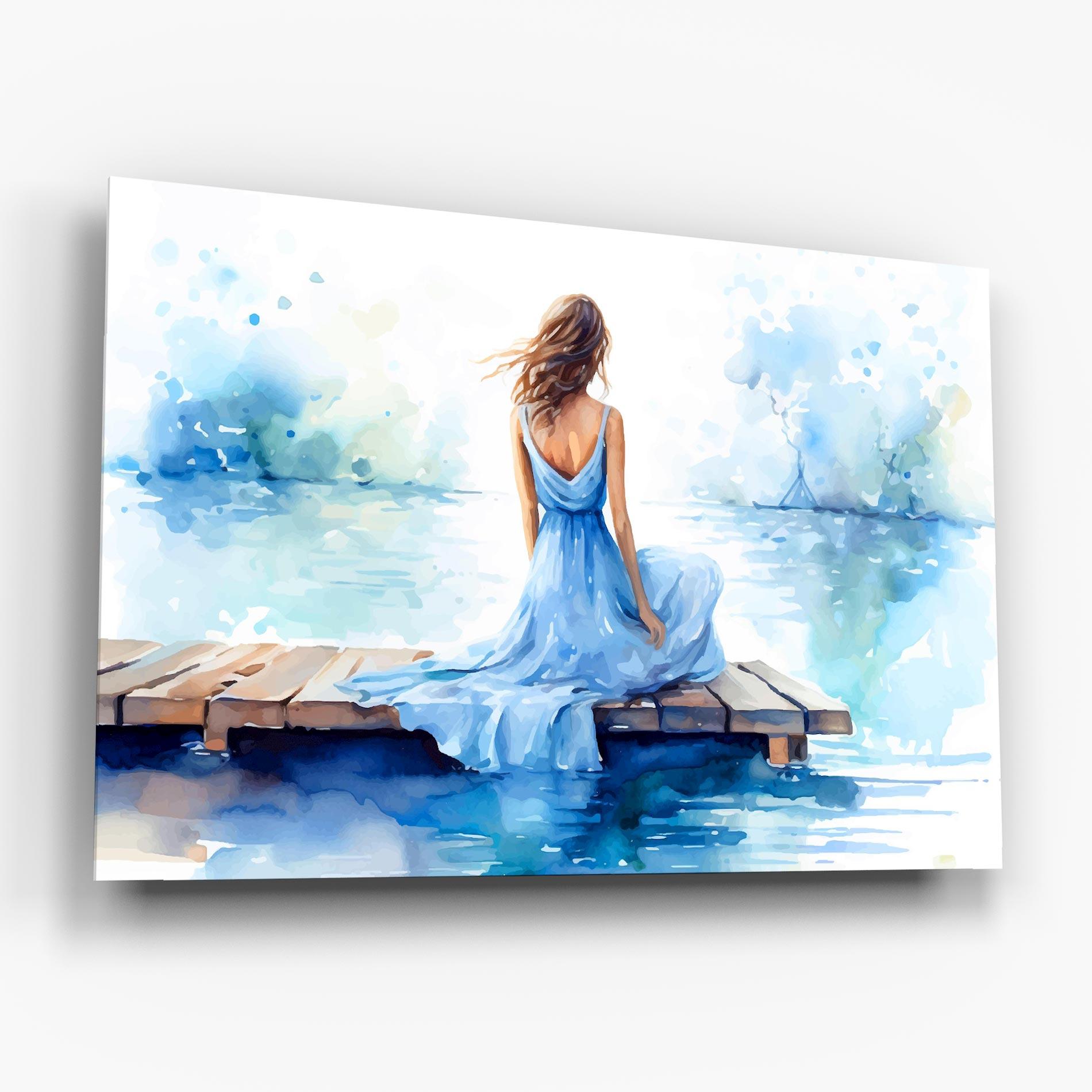 Obraz na Szkle Lake Blue Woman mockup 6