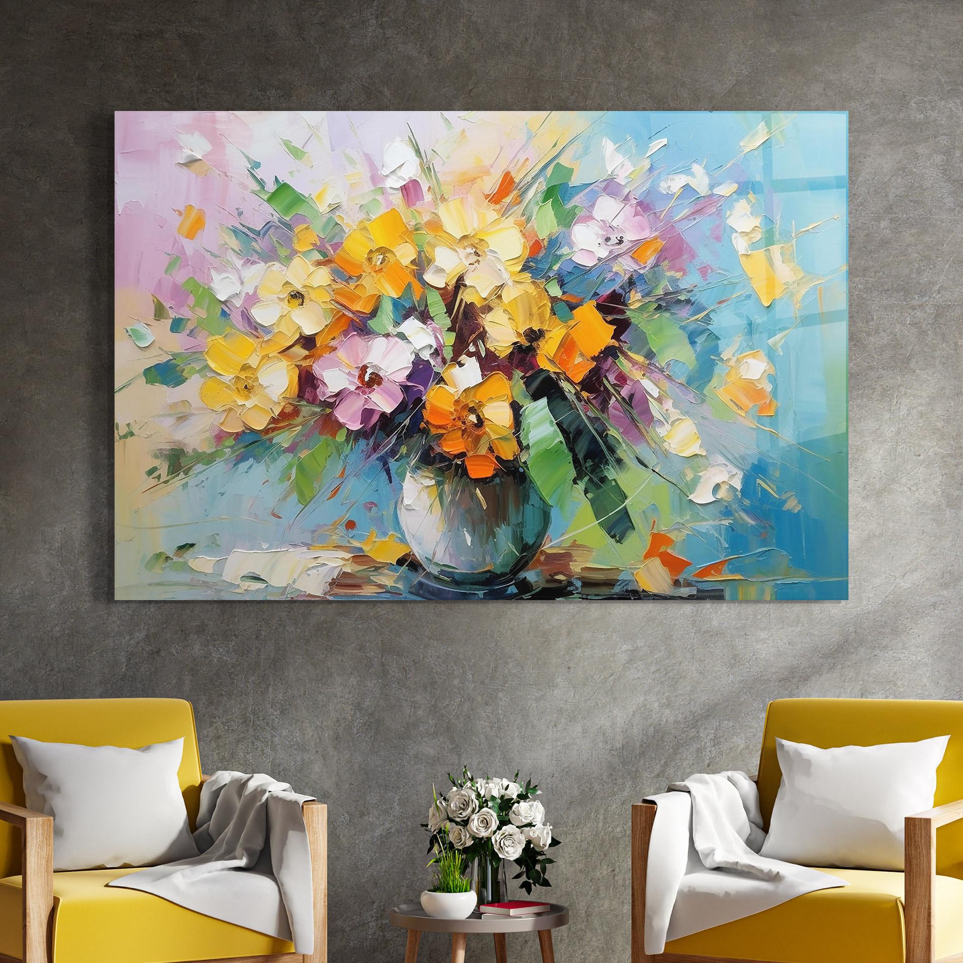 Obraz na Szkle Colorfull Flowers Painting mockup 4