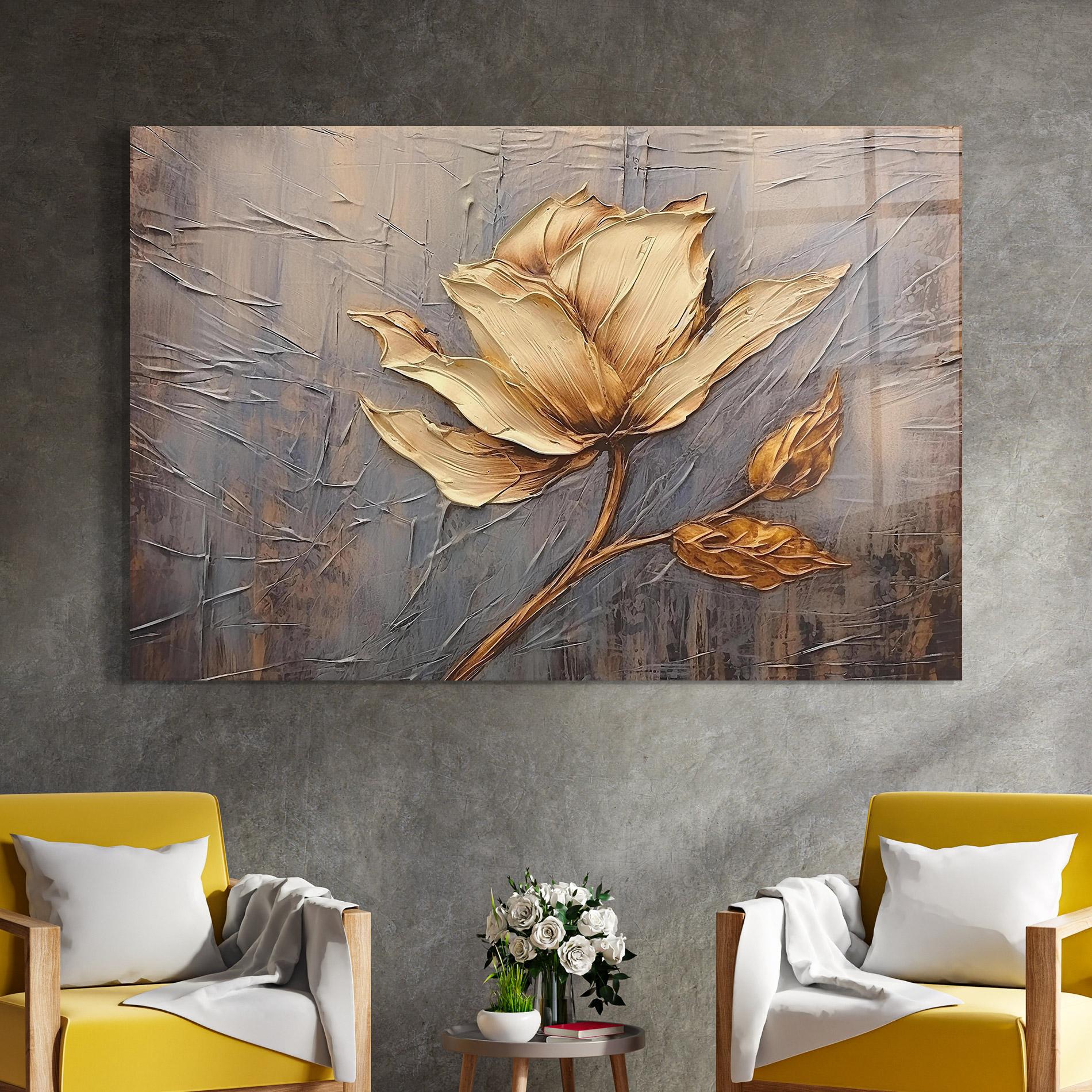 Obraz na Szkle Cream Rose On Blue mockup 4