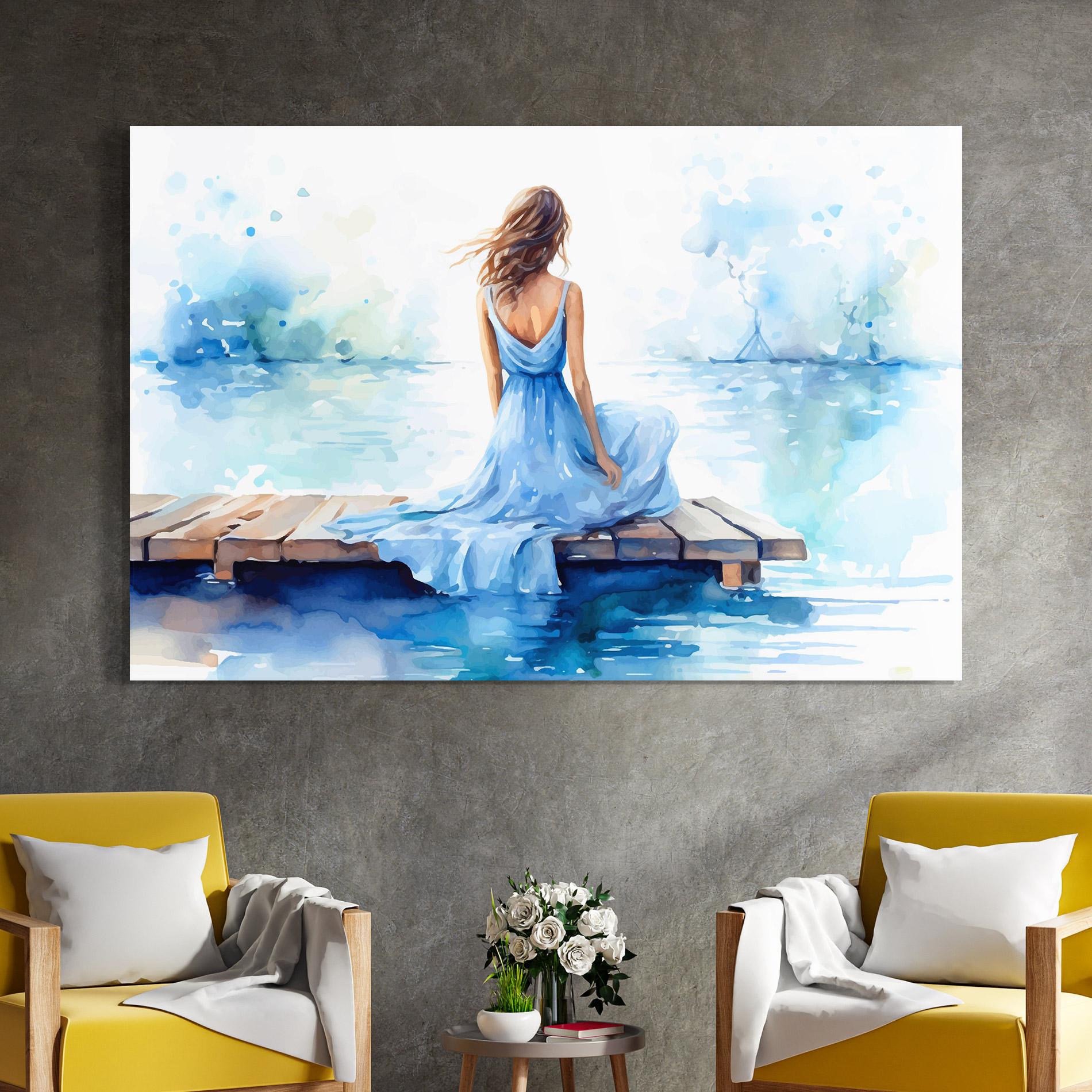 Obraz na Szkle Lake Blue Woman mockup 4