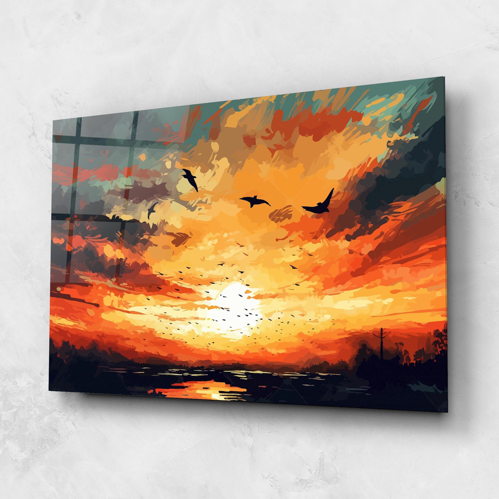 Obraz na Szkle Blue Sunset Birds mockup 1