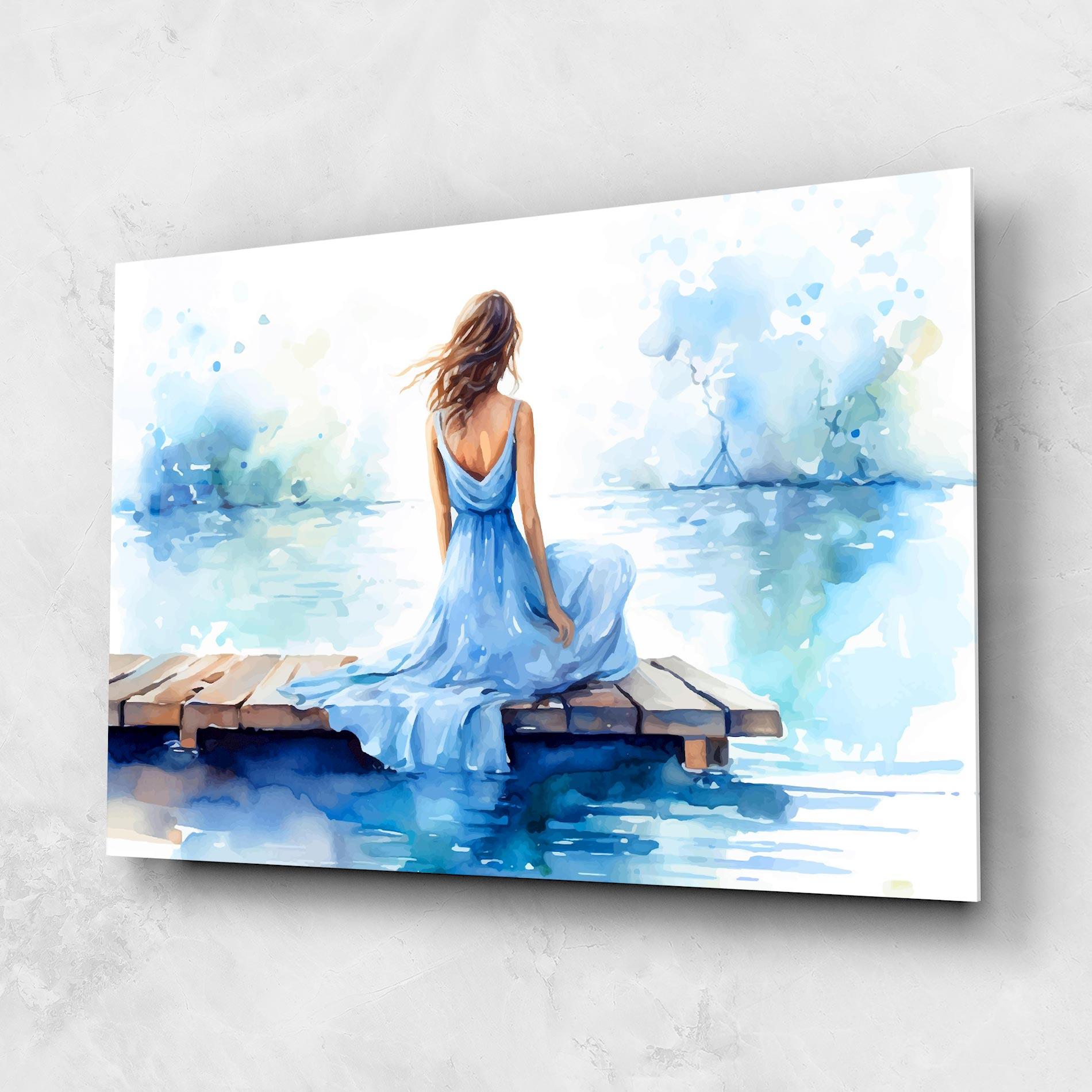 Obraz na Szkle Lake Blue Woman mockup 1