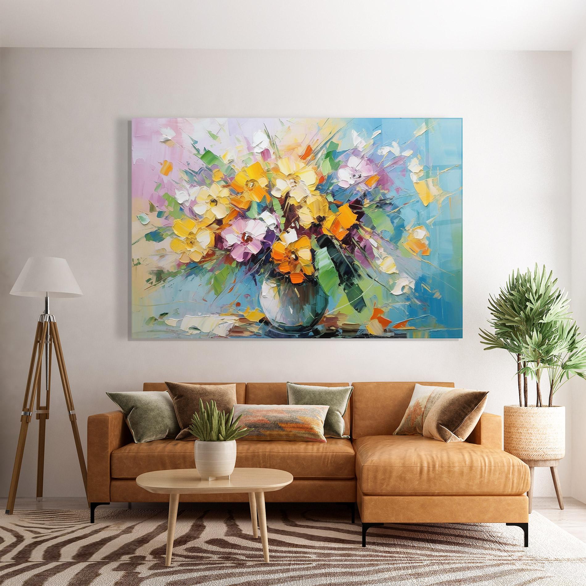 Obraz na Szkle Colorfull Flowers Painting mockup 7