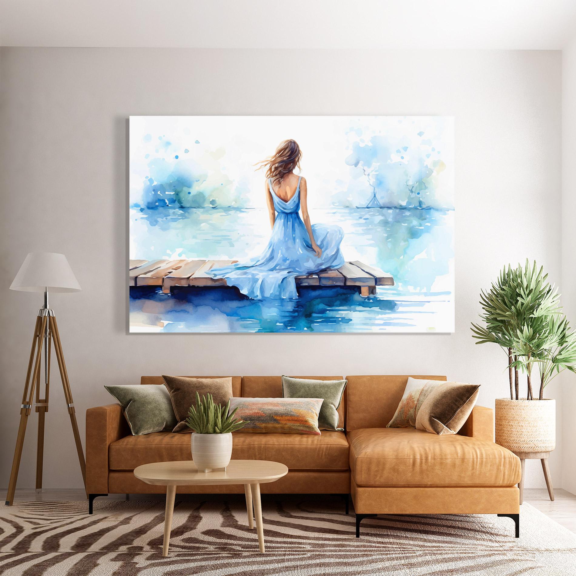 Obraz na Szkle Lake Blue Woman mockup 7