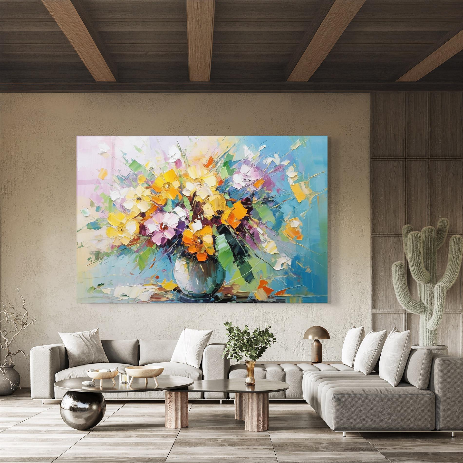 Obraz na Szkle Colorfull Flowers Painting mockup 8