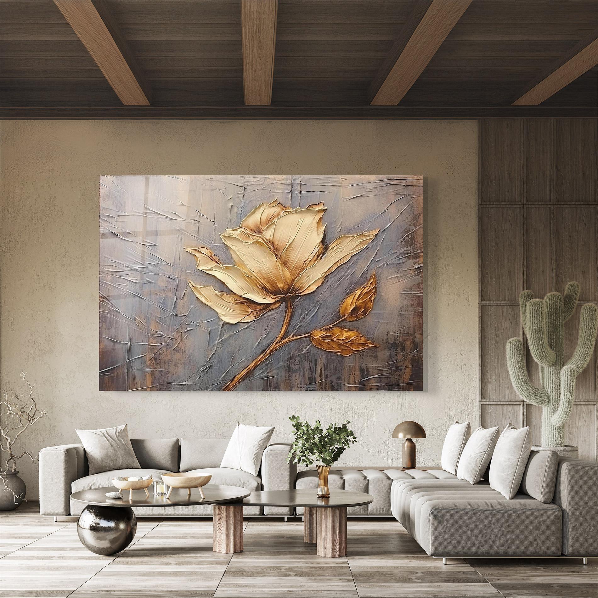 Obraz na Szkle Cream Rose On Blue mockup 8