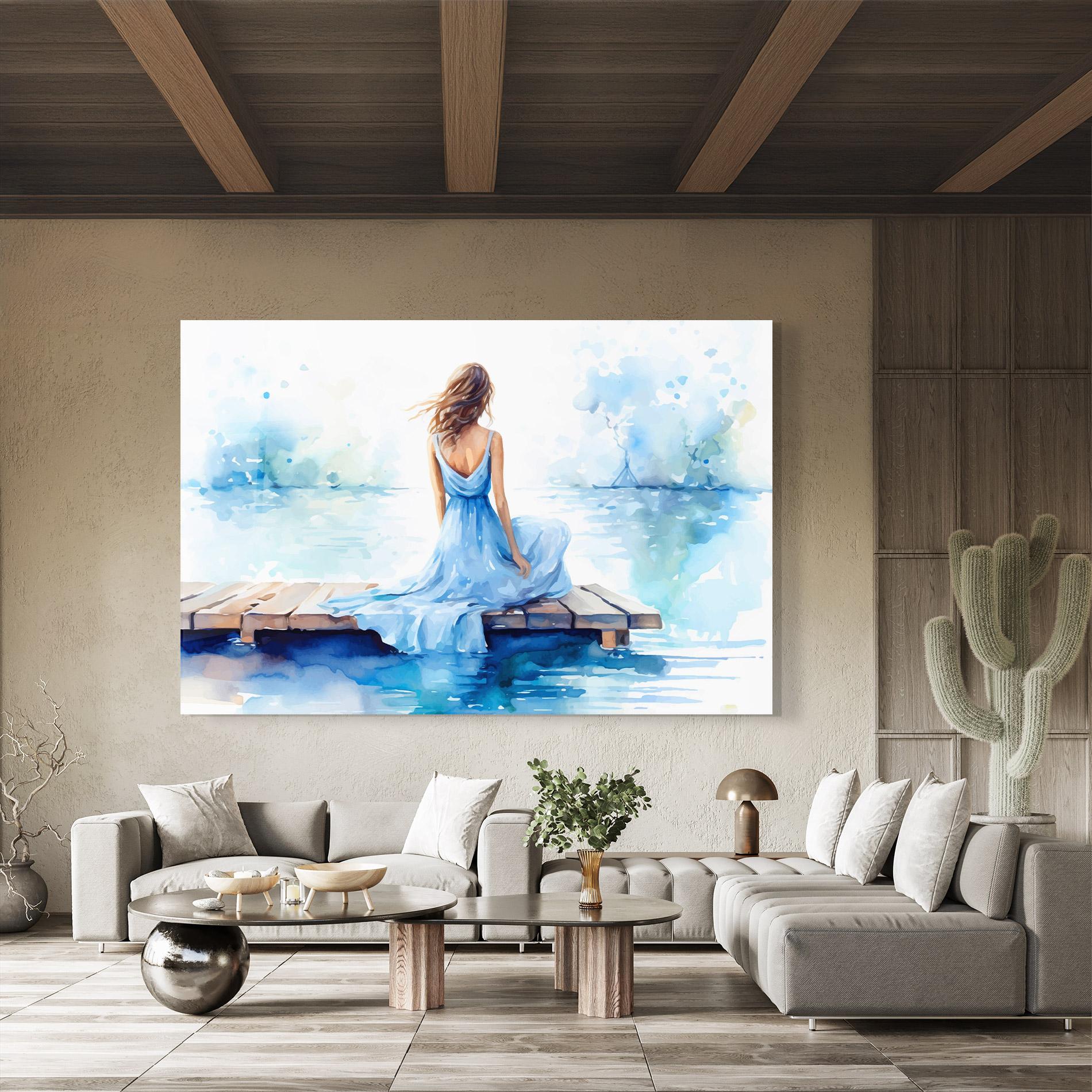 Obraz na Szkle Lake Blue Woman mockup 8