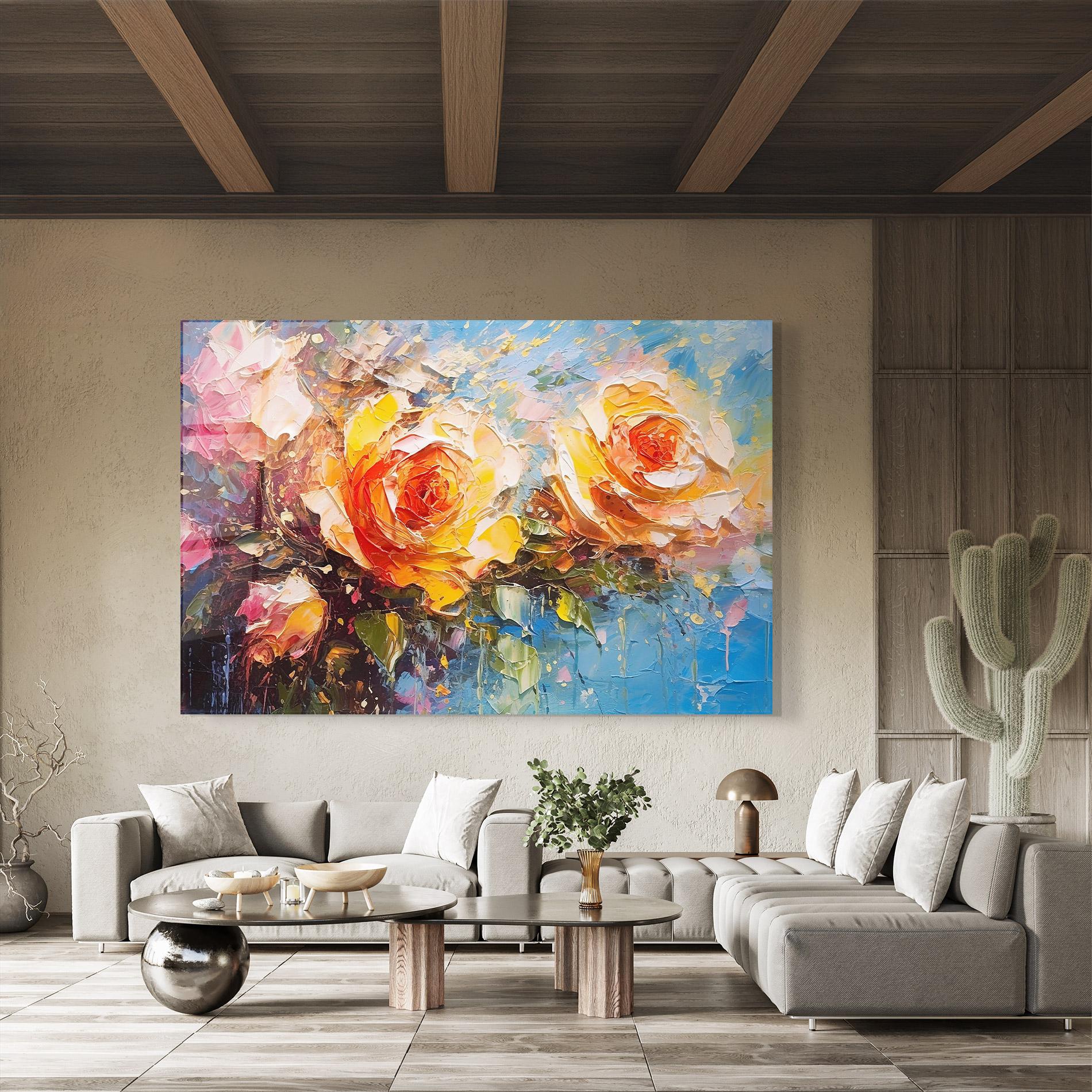 Obraz na Szkle Orange Roses Painting mockup 8