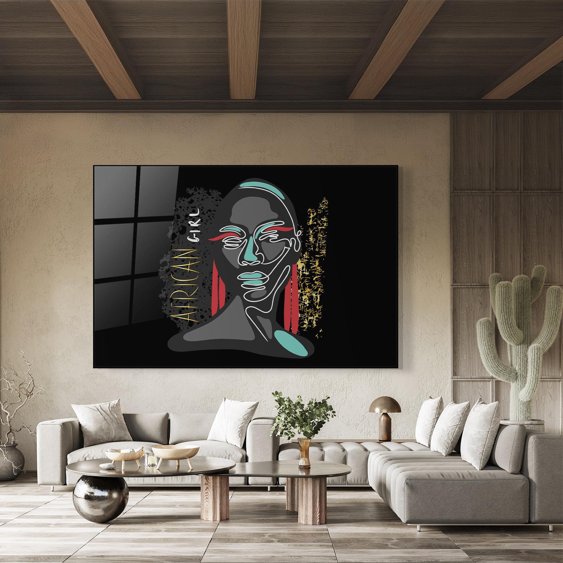 Obraz na Szkle Gold African Girl mockup 8