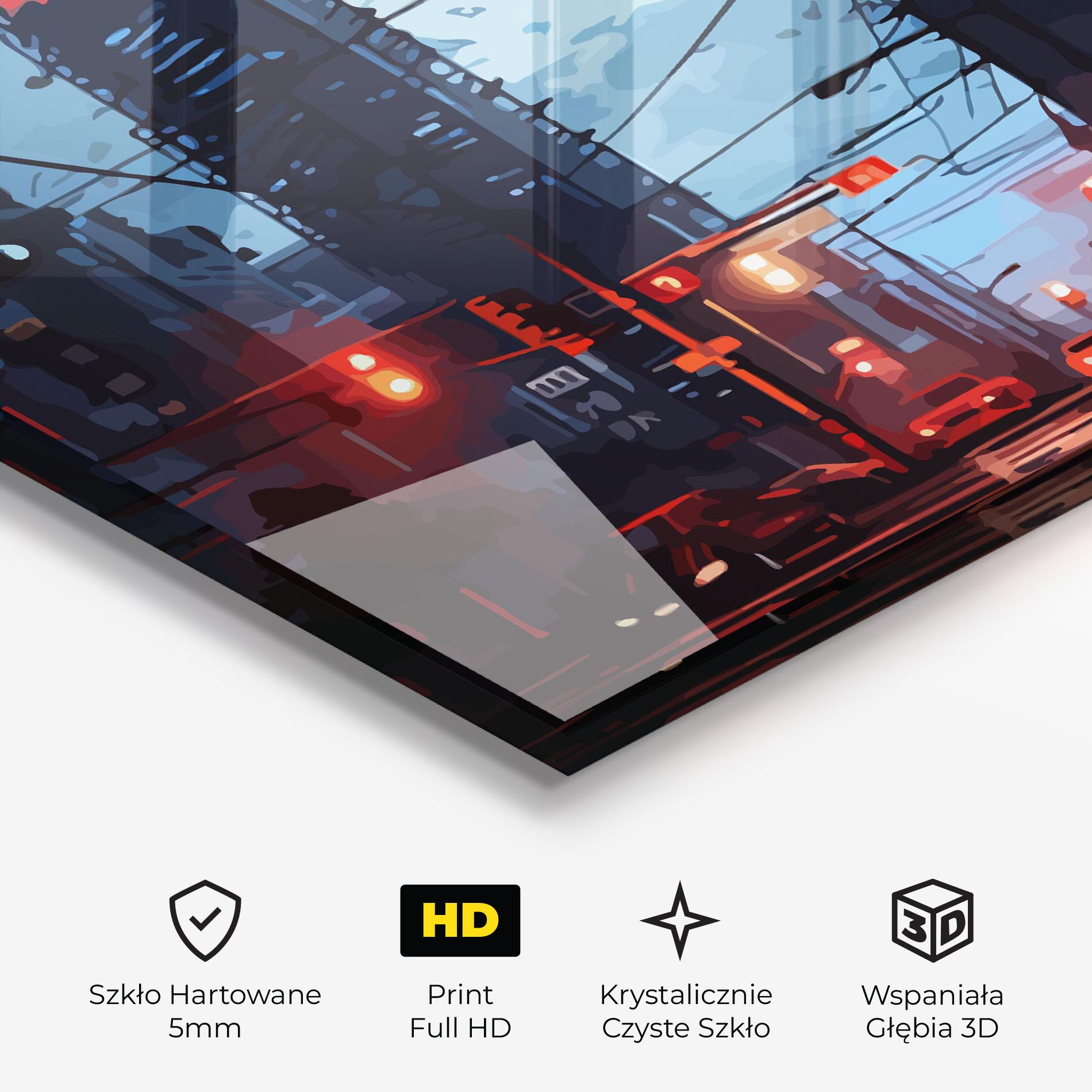 Obraz na Szkle Red City Light mockup 3
