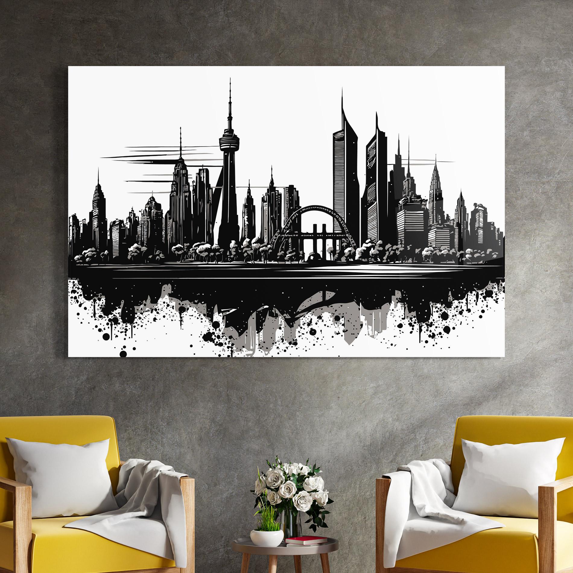 Obraz na Szkle Black Ink City mockup 4