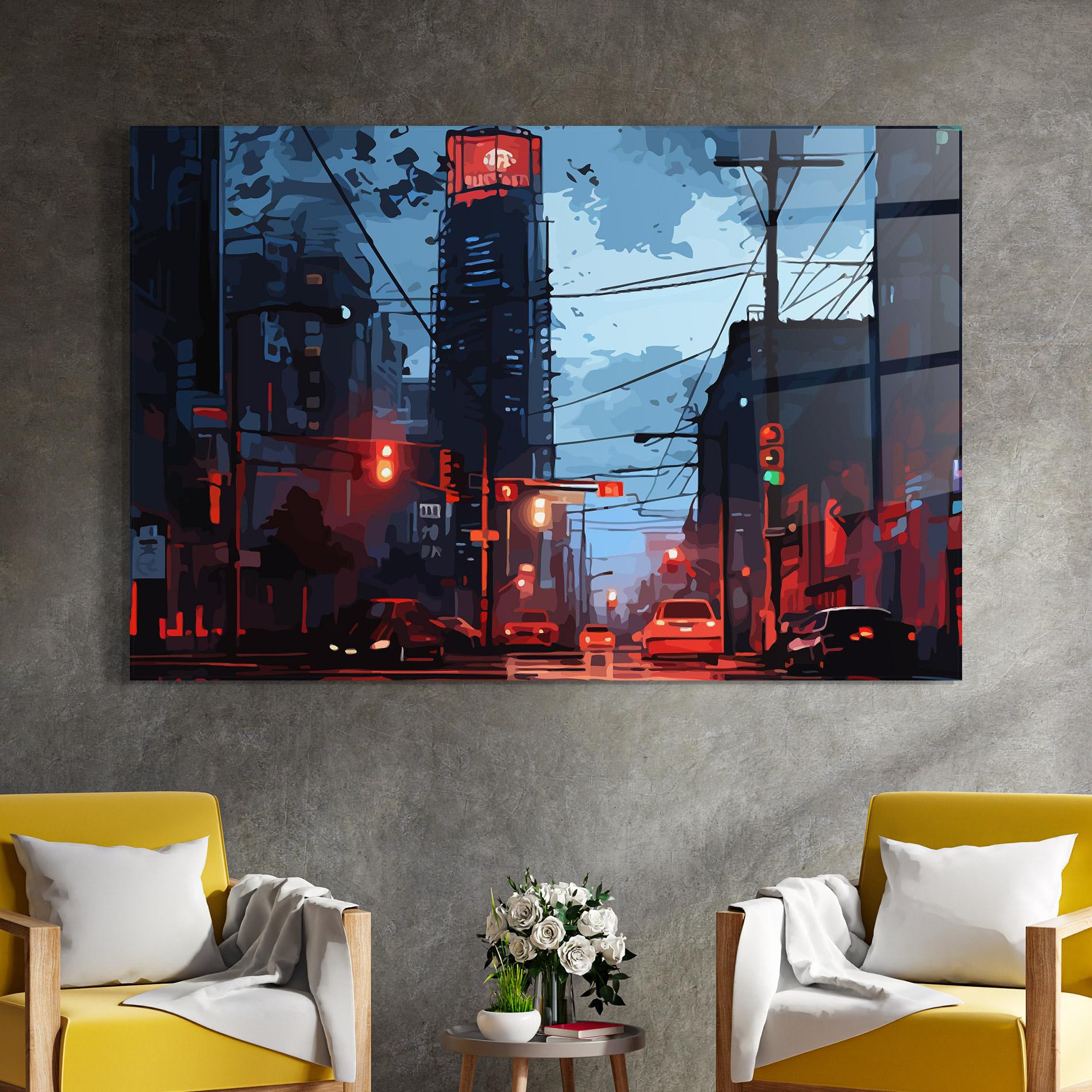 Obraz na Szkle Red City Light mockup 4