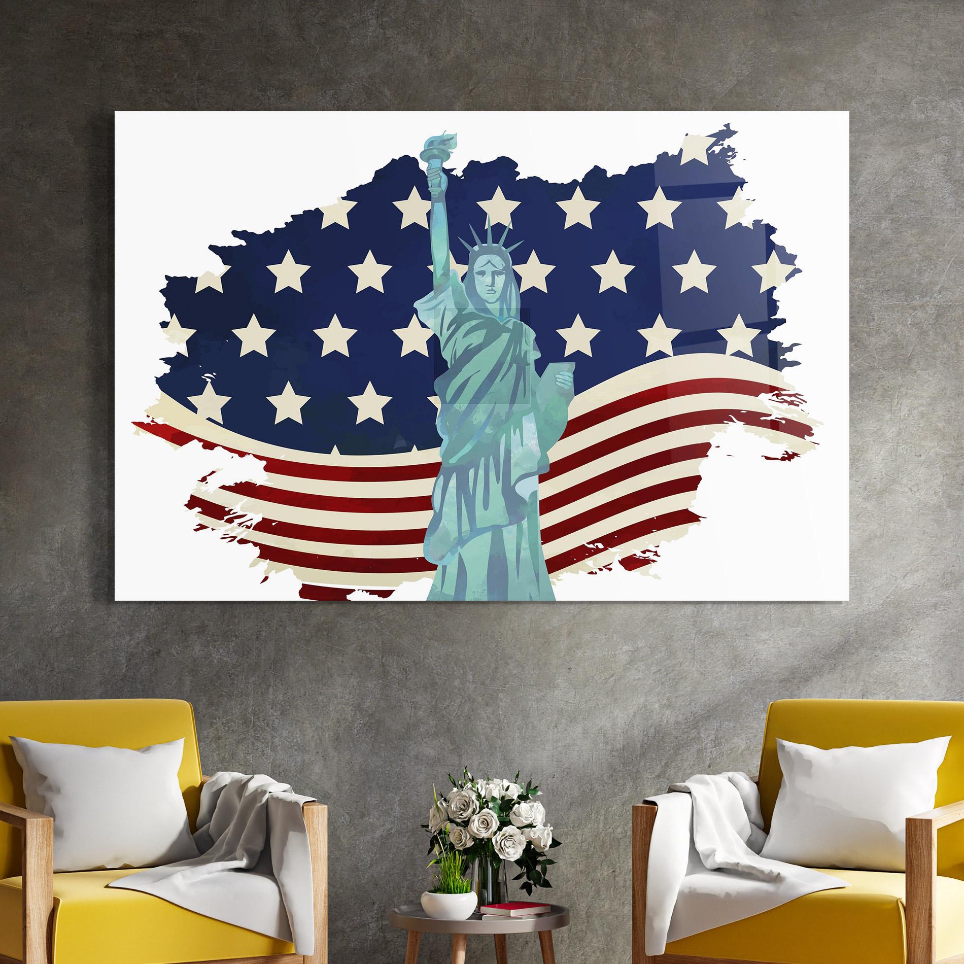 Obraz na Szkle Usa Flag Statue mockup 4