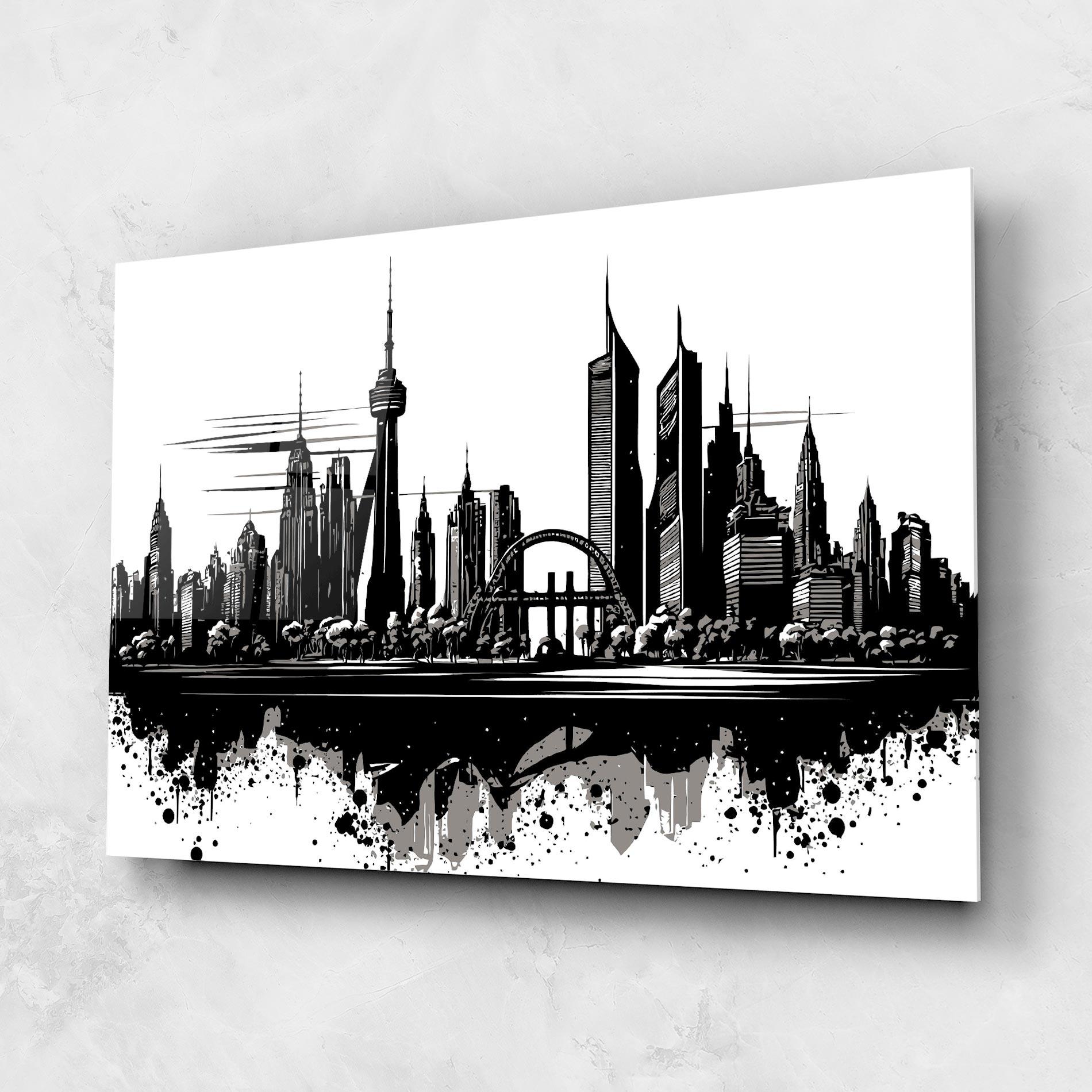 Obraz na Szkle Black Ink City mockup 1
