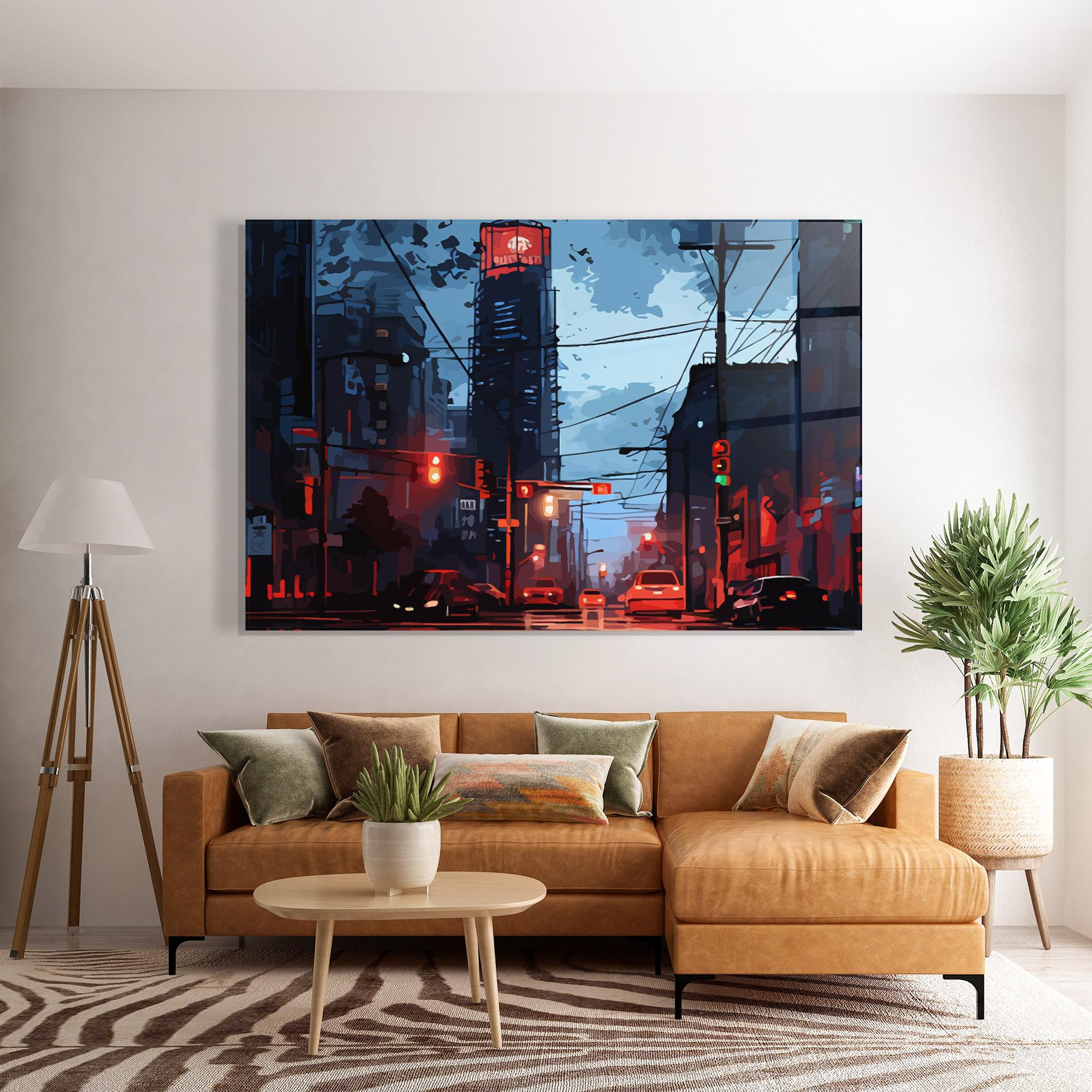 Obraz na Szkle Red City Light mockup 7