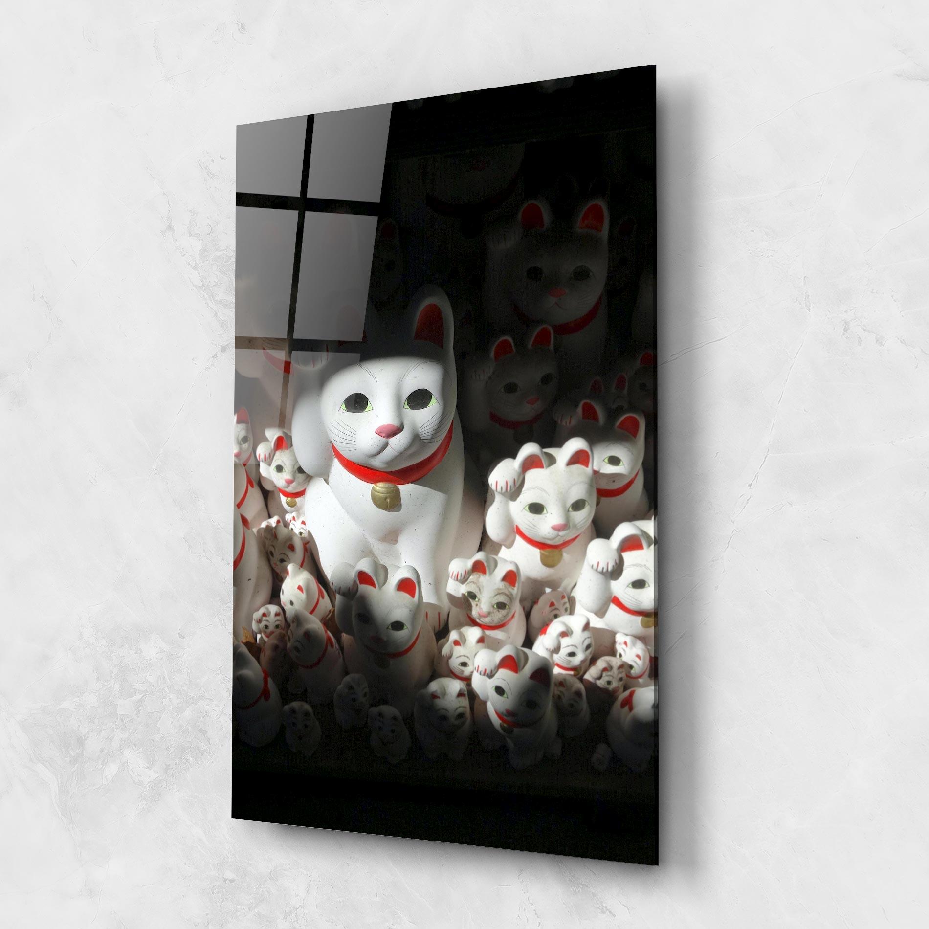 Obraz na Szkle White Lucky Cats mockup 1