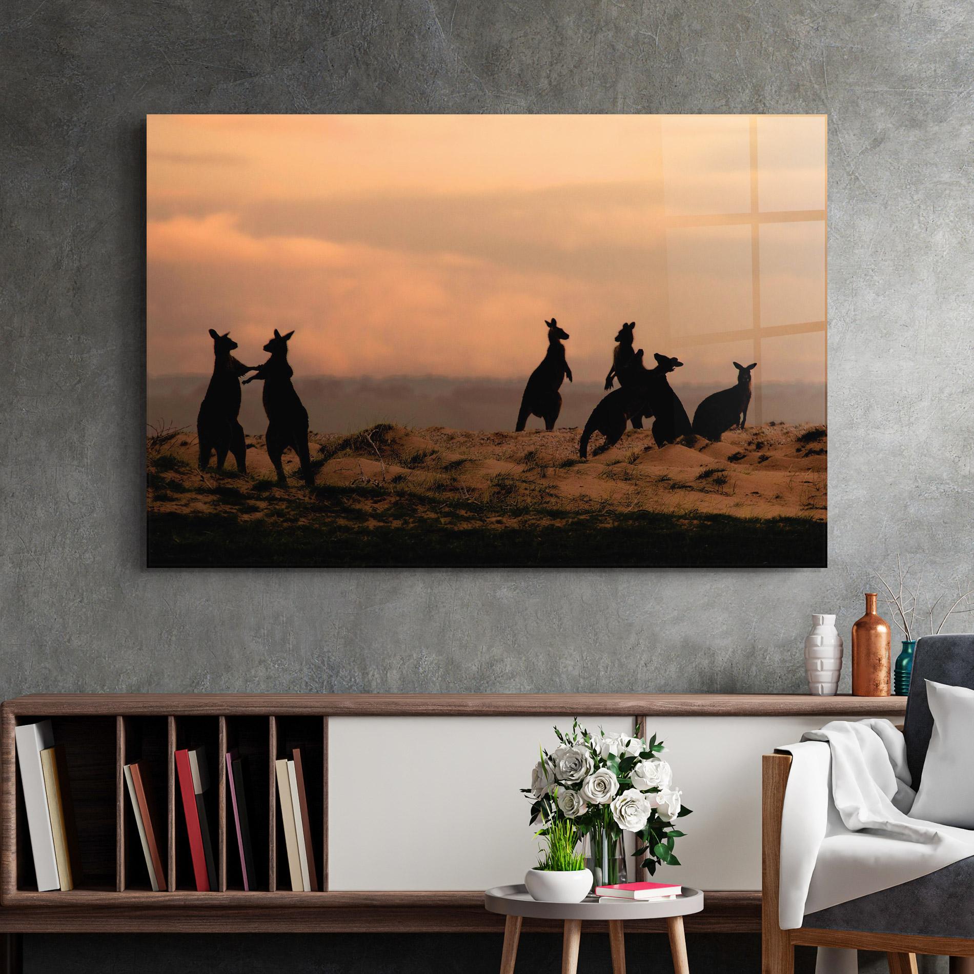 Obraz na Szkle Kangaroos Playing mockup 2