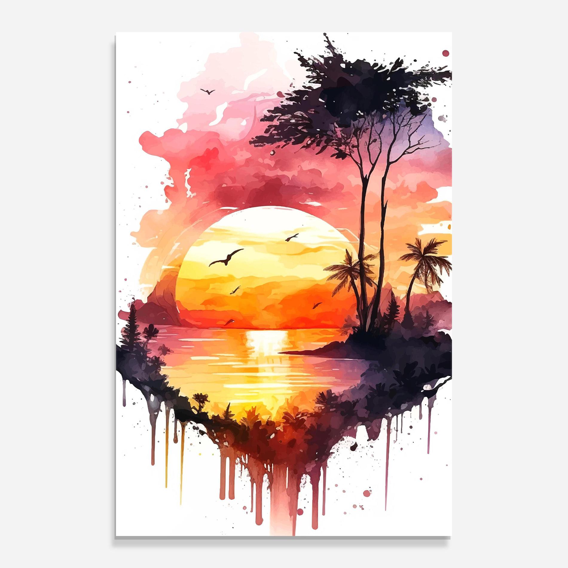 Obraz na Szkle Purple Sunset Art mockup 0